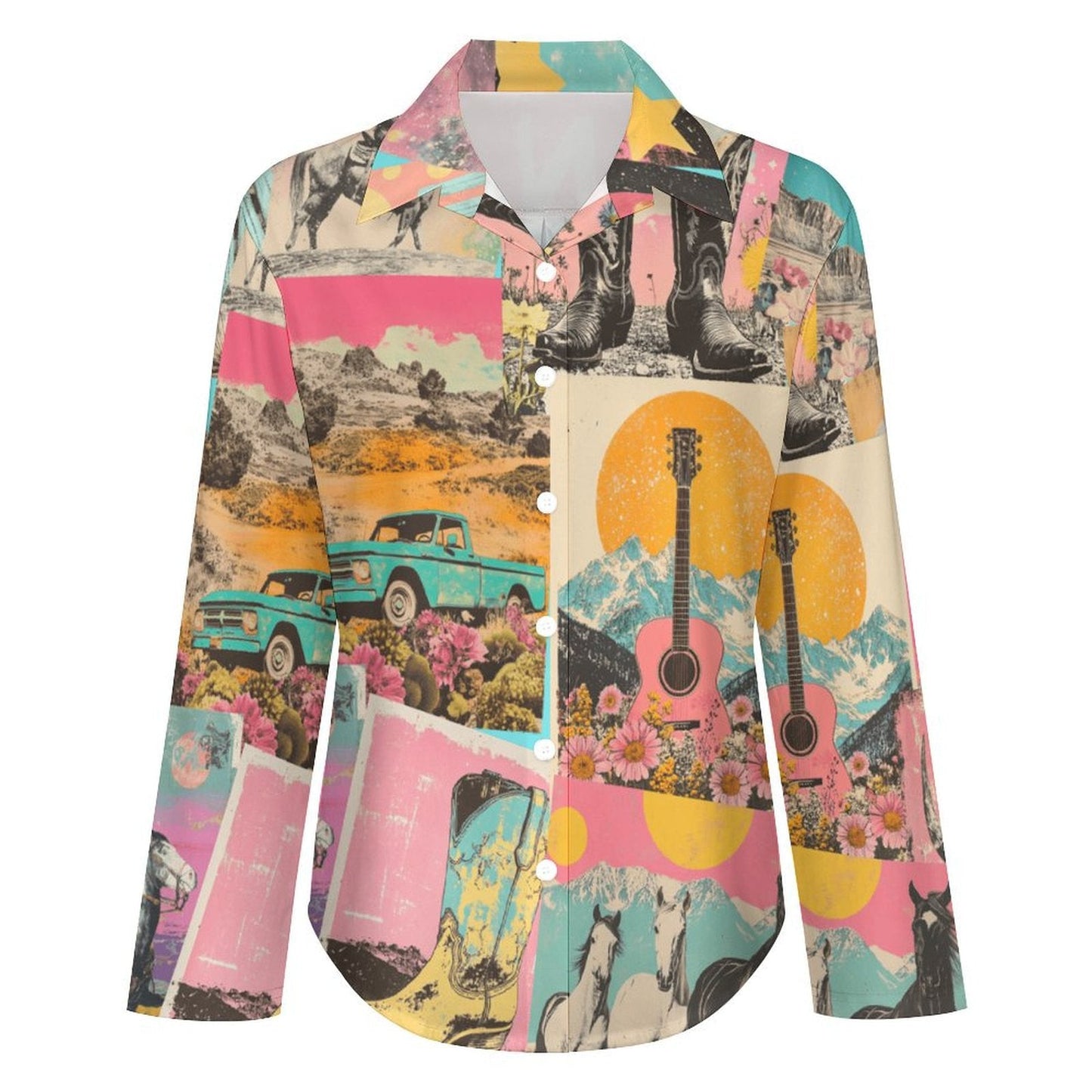 Baha Ranch Wanted Retro Pop Western Vintage Button Up Shirt