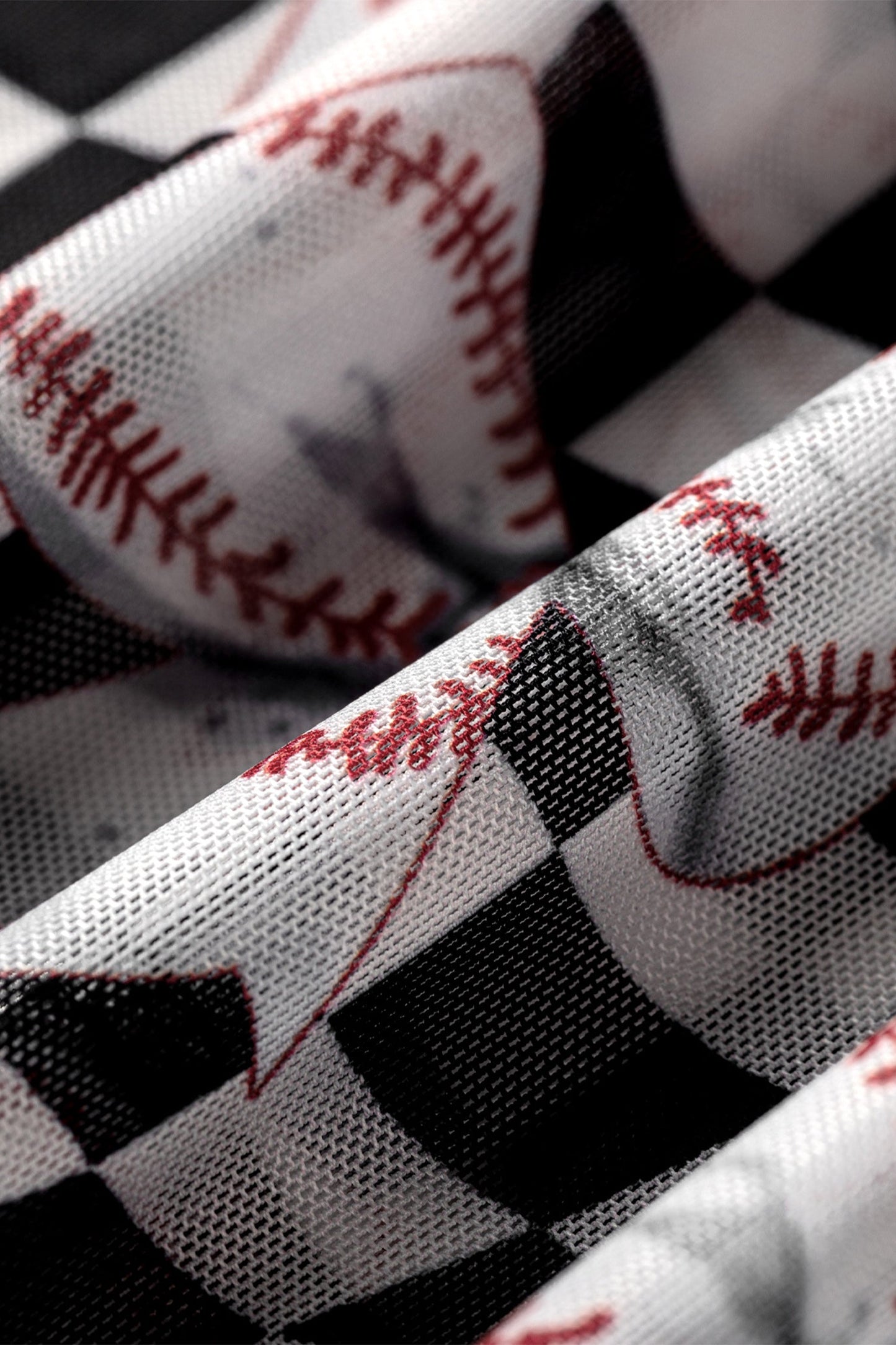 Checker Baseball Bow High Neck Long Sleeve Mesh Top