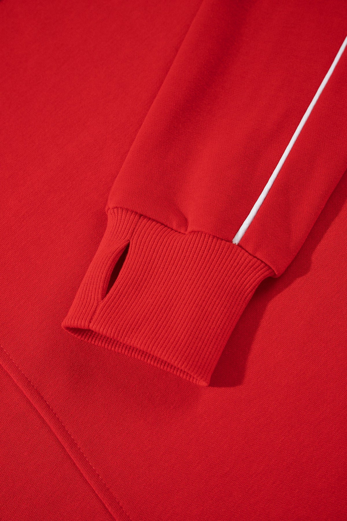 Contrast Piping Mock Neck Thumbhole Sleeve Sweatshirt