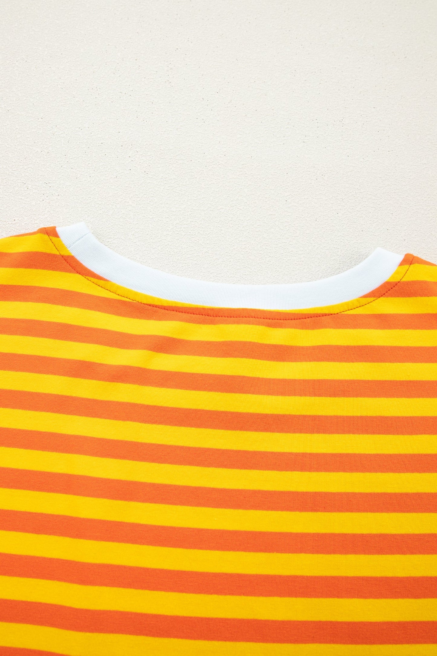 Stripe Contrast Crew Neck Drop Shoulder Tee