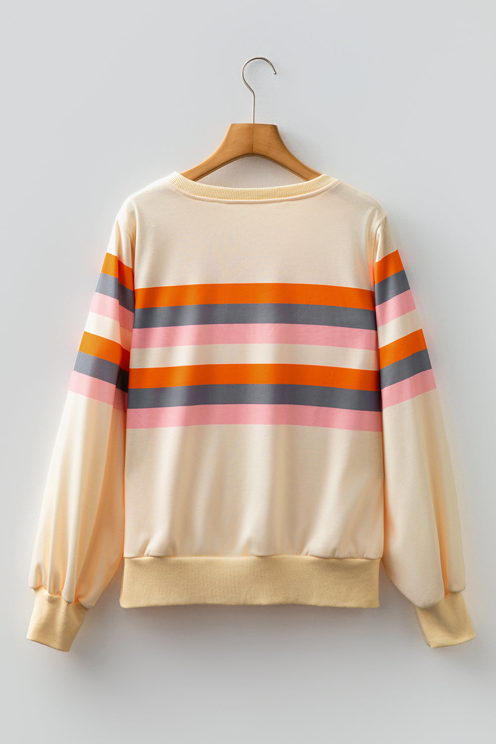 Stripe Puff Sleeve Pullover Sweatshirt
