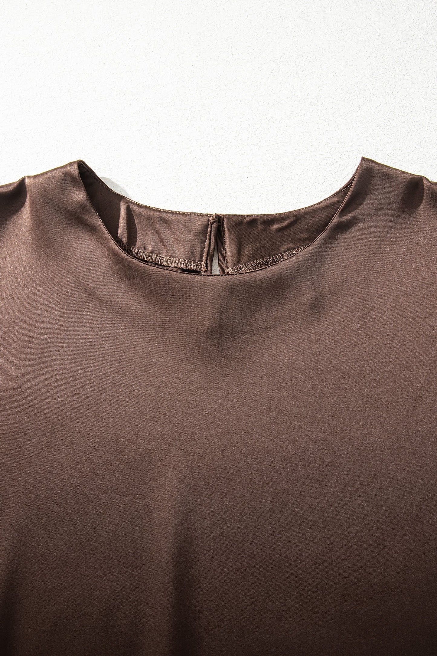 Asymmetric Lace Trim Satin Short Sleeve Top