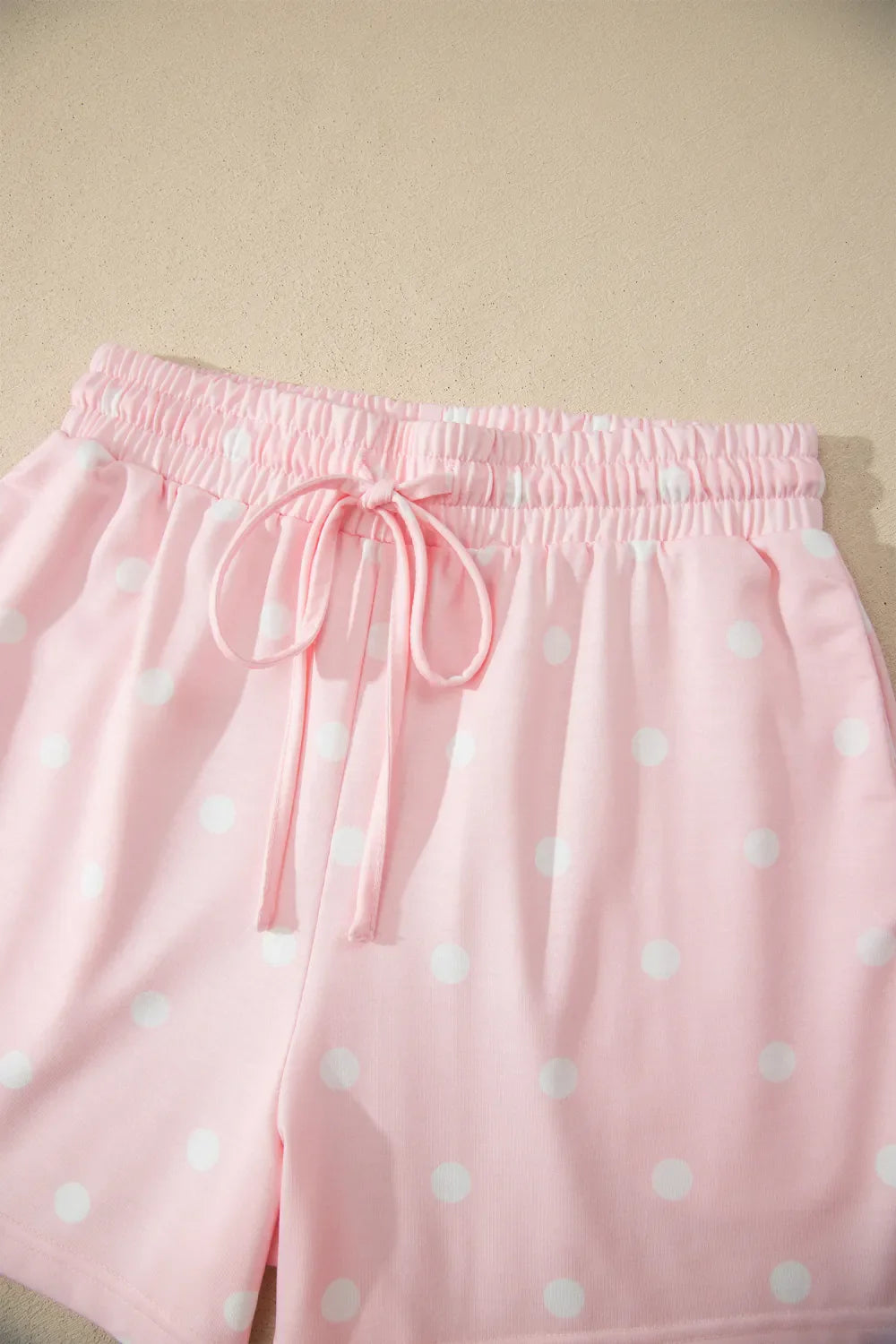 Polka Dot Loose Top and Drawstring Shorts Set