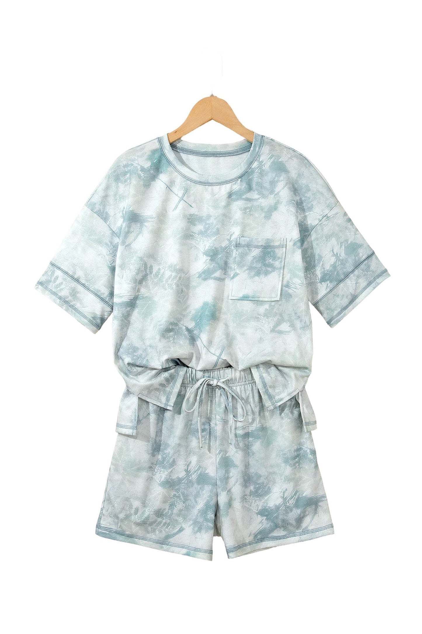 Camo Short Sleeve Top & Elastic Waist Shorts Set
