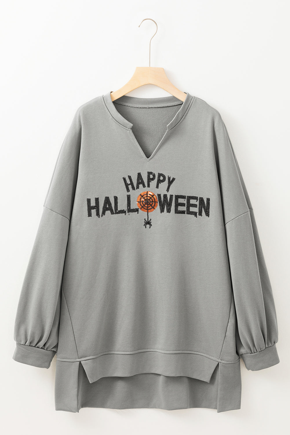 Happy Halloween Sequin Graphic Long Sleeve Top