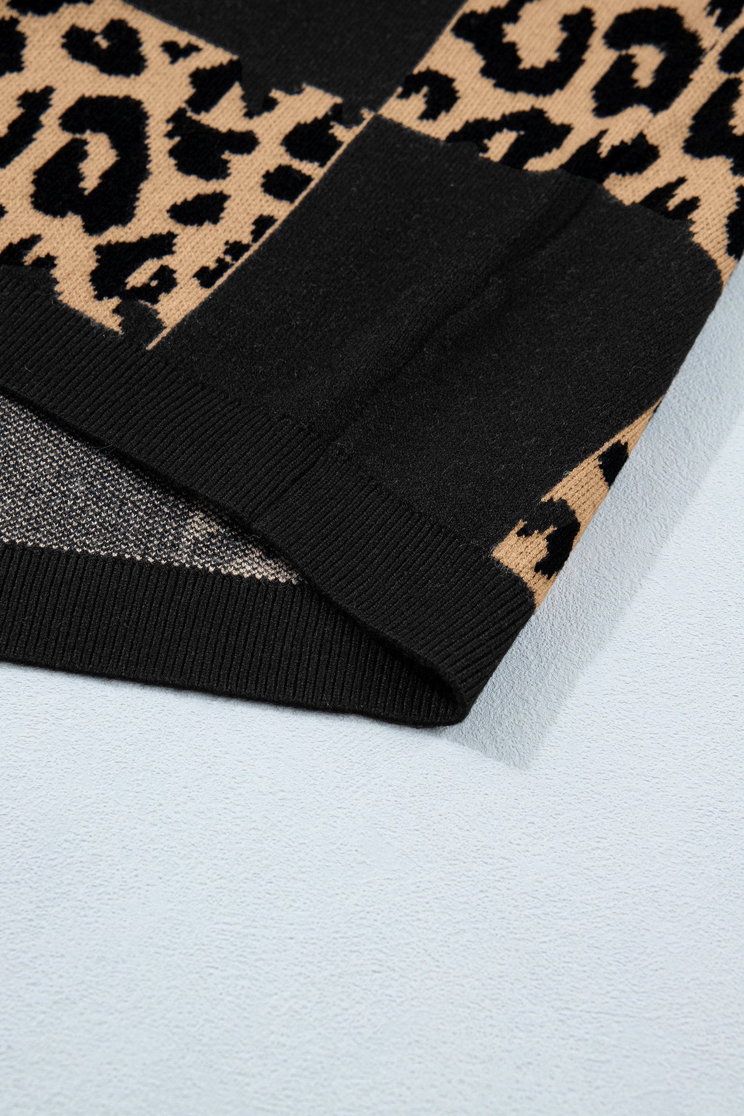 Leopard Checker Short Sleeve Knit Sweater