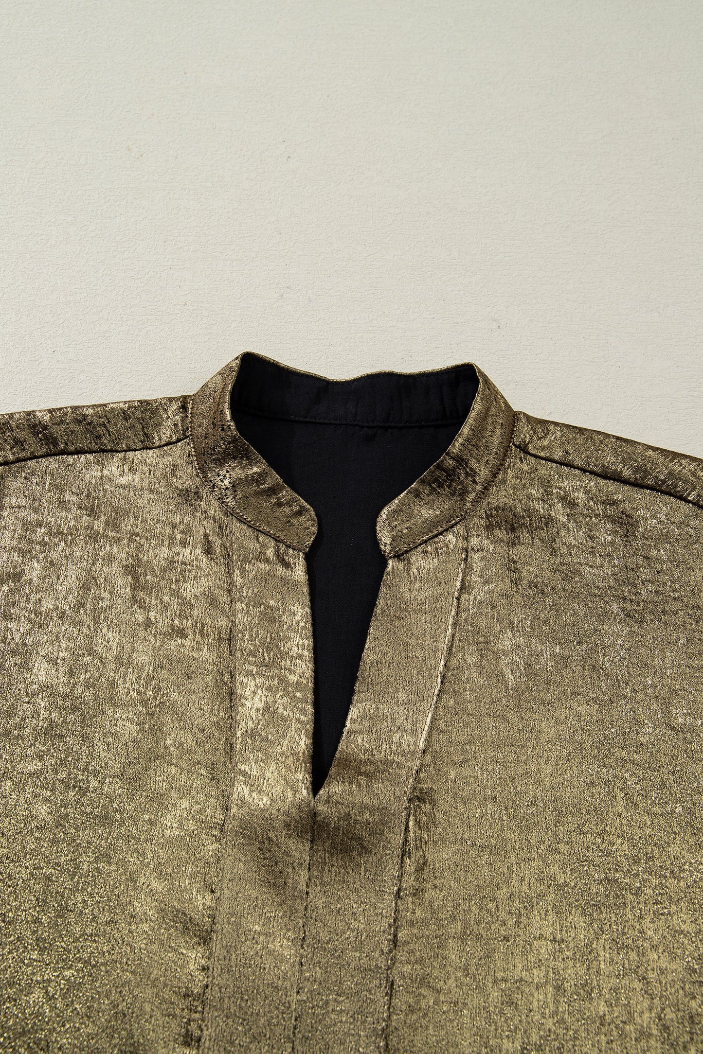 Metallic Split Neck 3/4 Sleeve Blouse