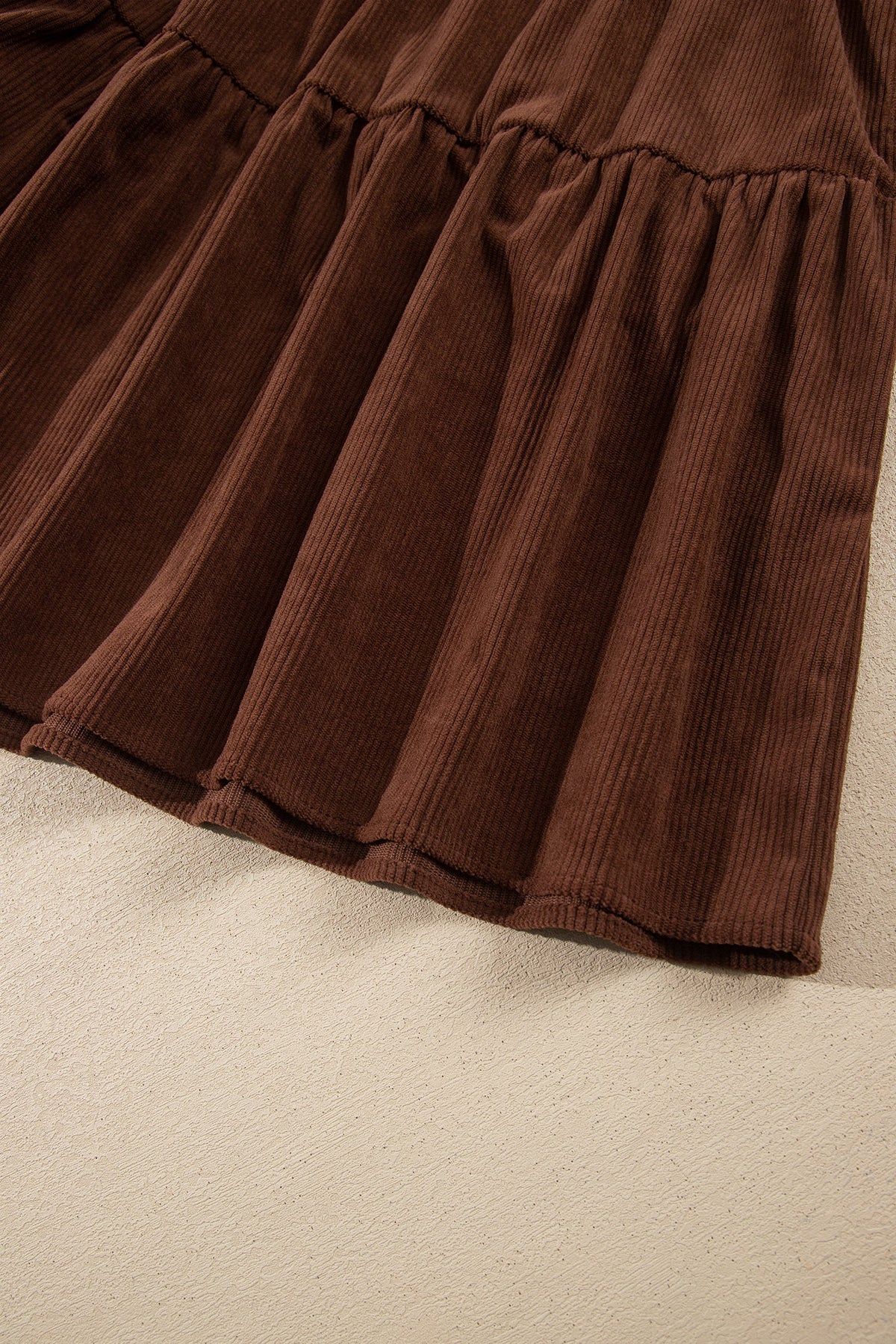 Plus Size Solid Corduroy Long Sleeve Mini Dress