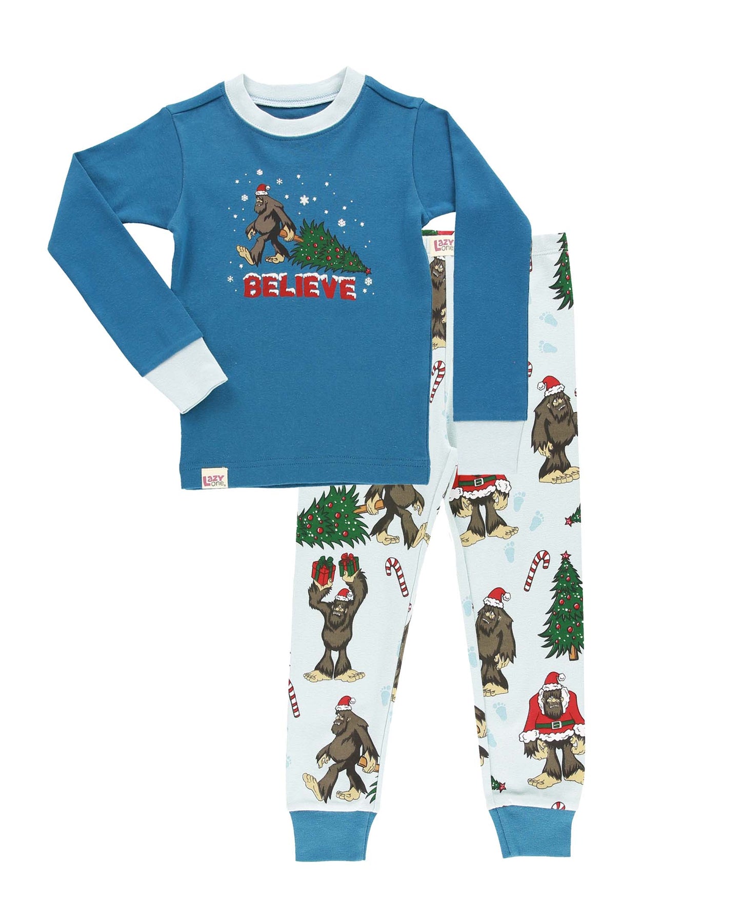 Bigfoot Christmas Kid's Long Sleeve Pajama Set by LAZY One