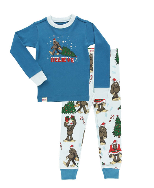 Bigfoot Christmas Kid's Long Sleeve Pajama Set by LAZY One