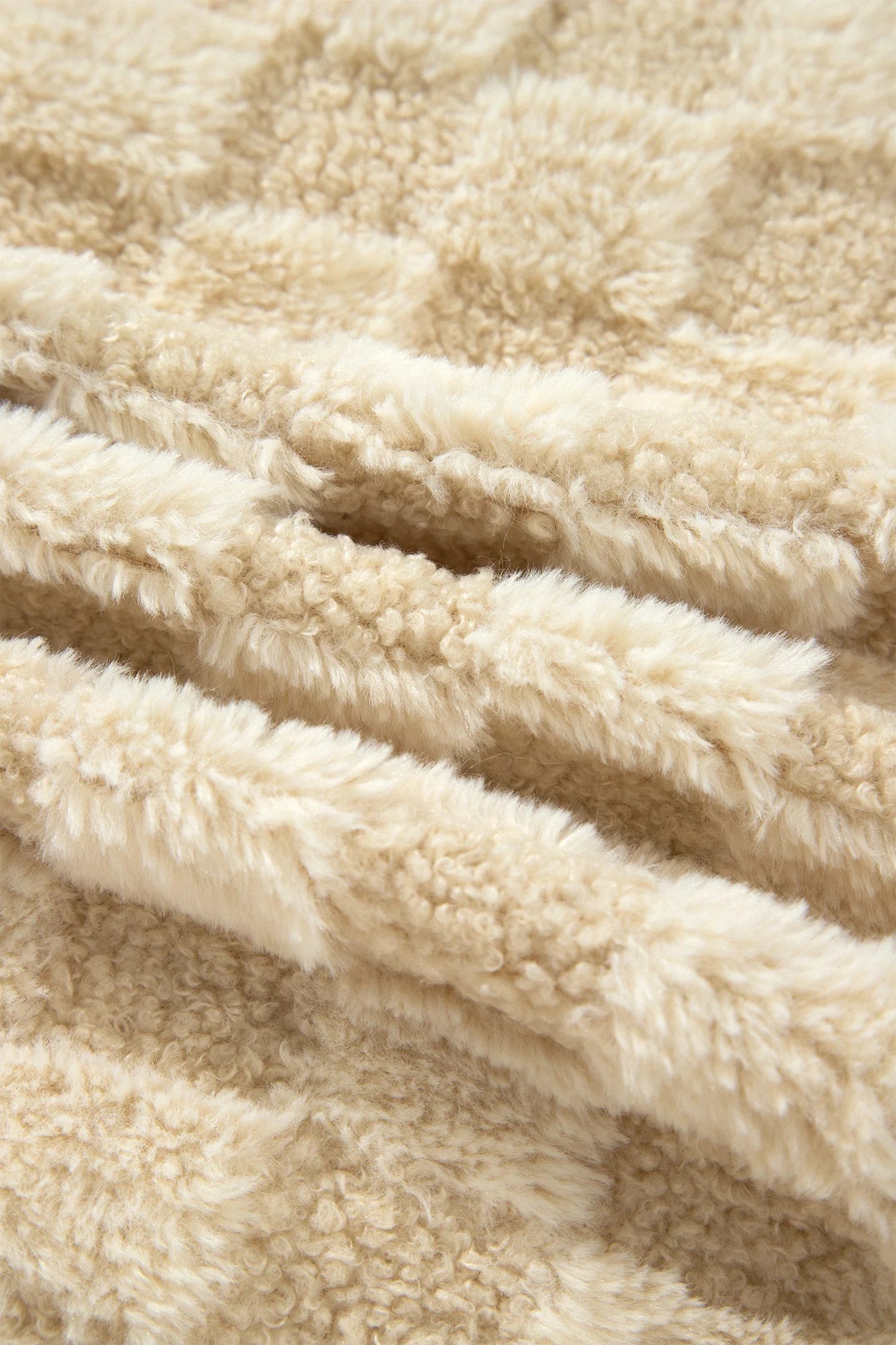 Checker Plush Fleece Corduroy Trim Buttoned Shacket