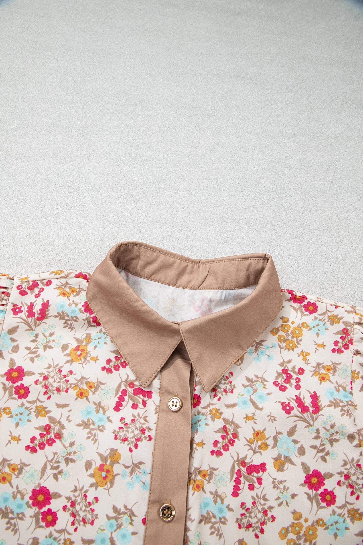 Floral Button Down Belted 3/4 Sleeve Mini Dress