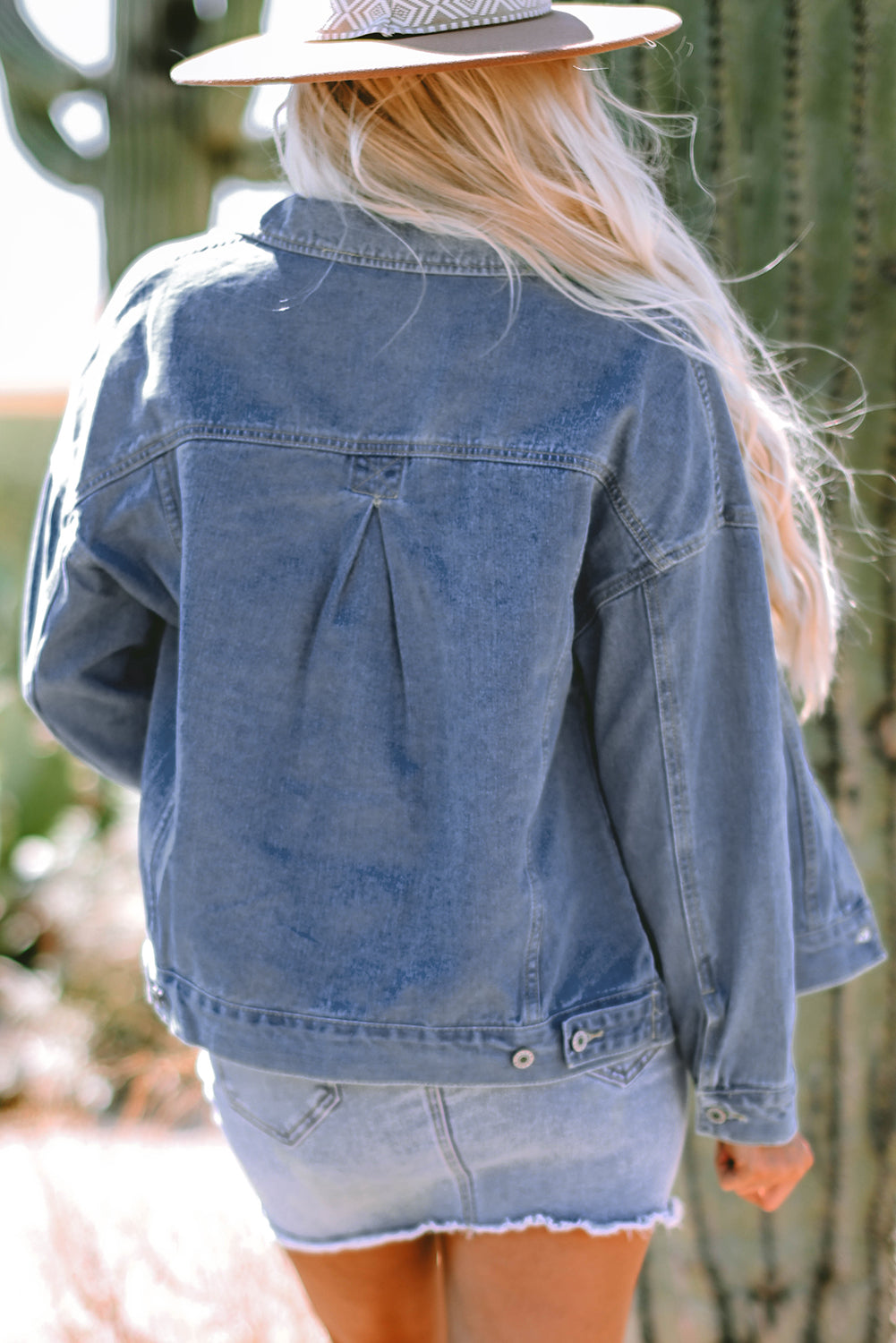 Stripe Wash Oversize Pocket Denim Jacket