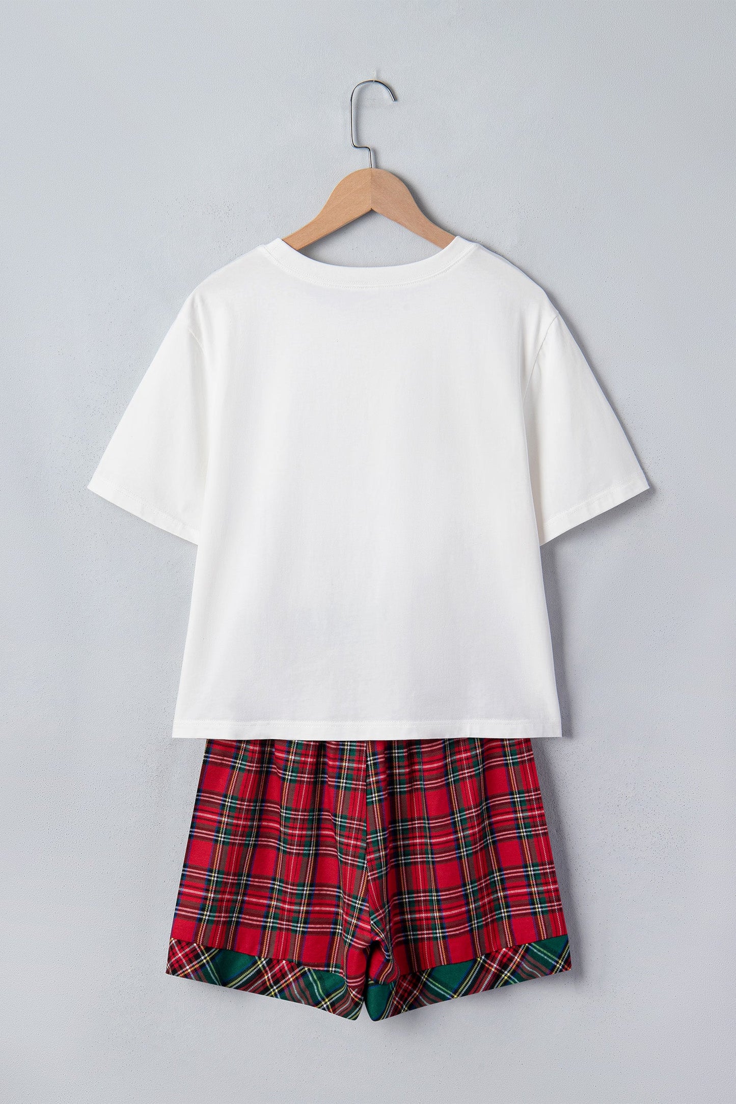 Christmas Plaid MERRY Graphic Top & Shorts Set
