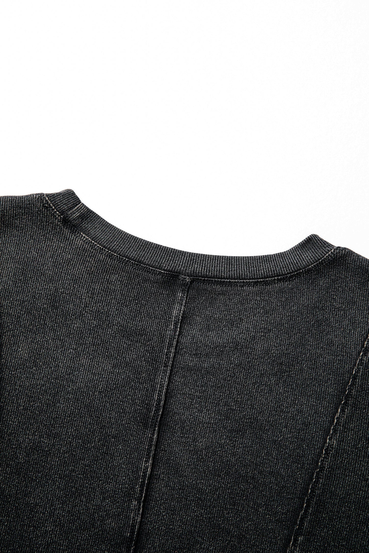 Solid Ribbed Knit Buttoned Long Sleeve Top