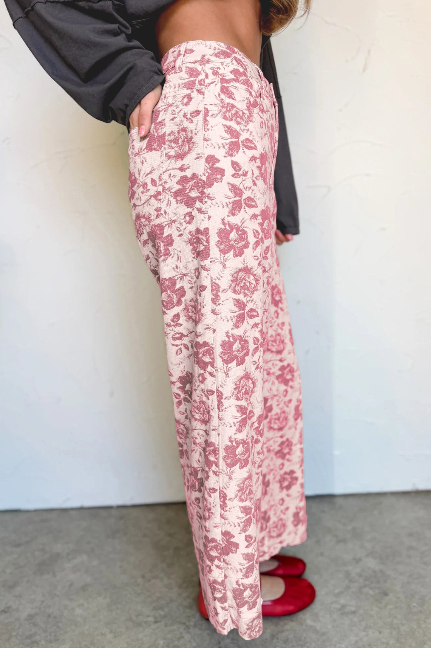 Floral Denim Vintage Shift Pants