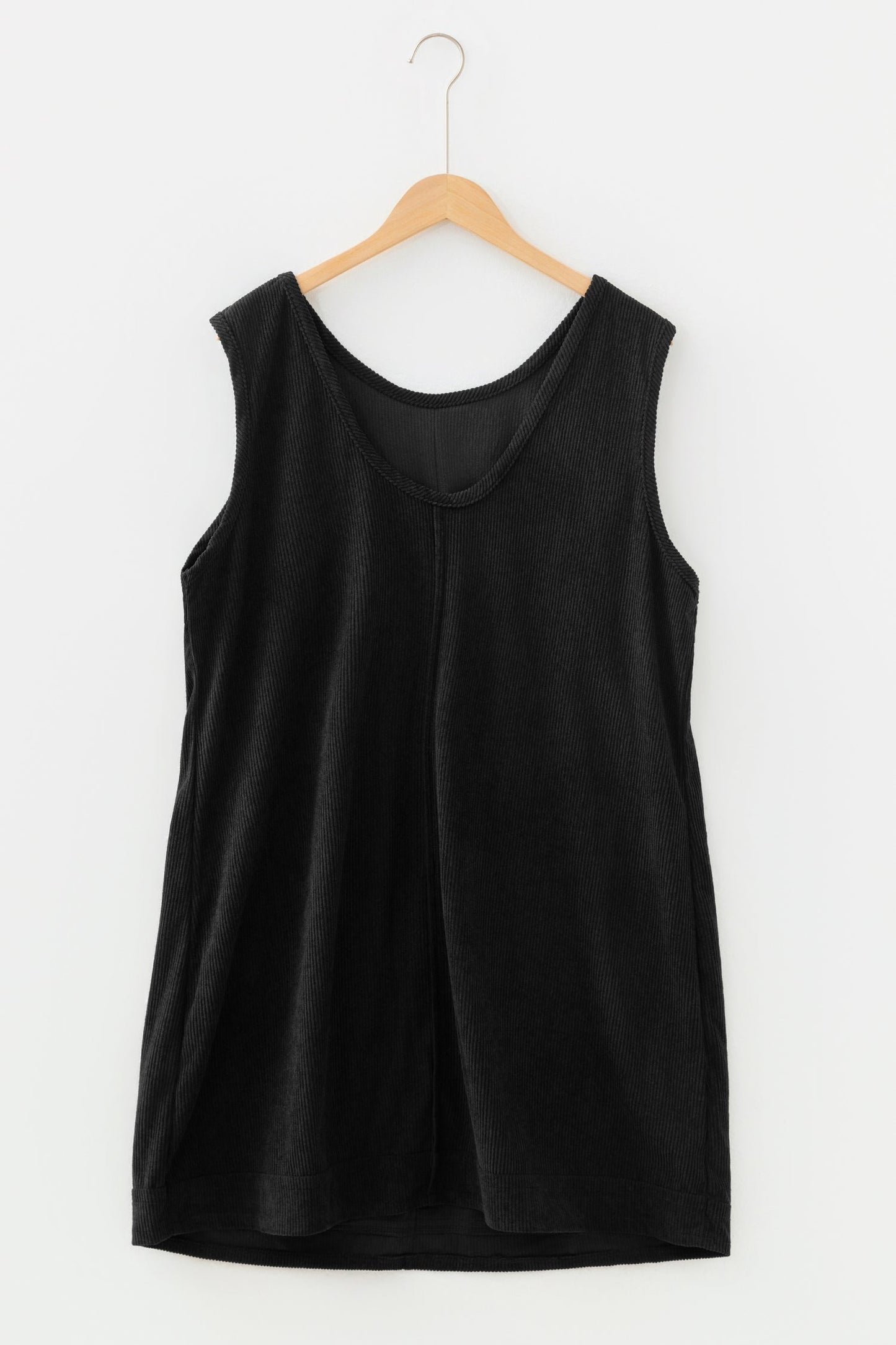 Plus Size Solid Corduroy Sleeveless Mini Dress
