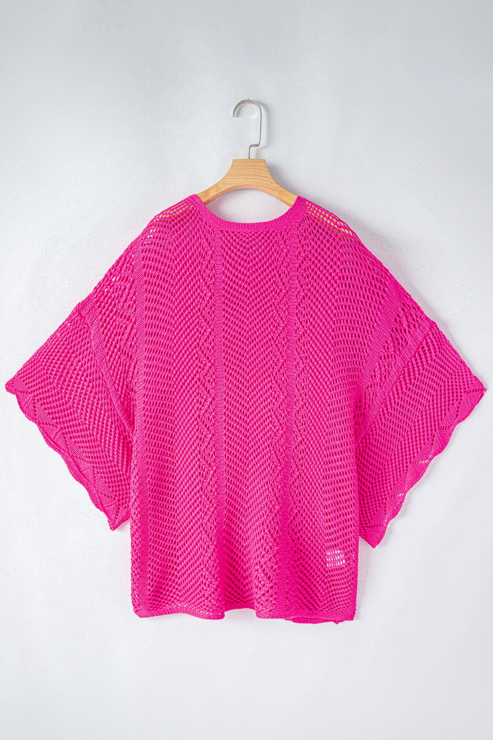 Pointelle Knit Scallop Edge Short Sleeve Top