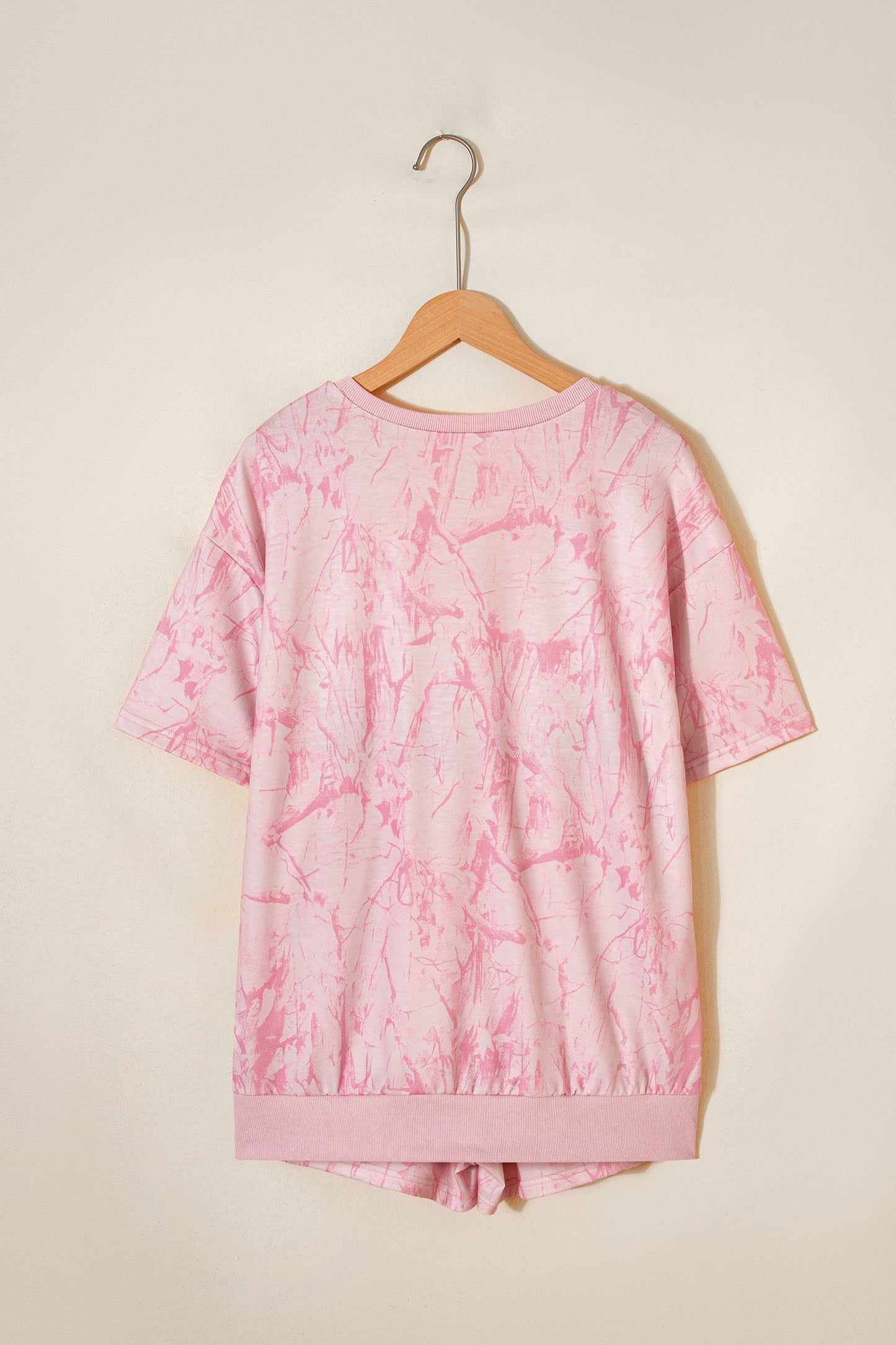 Abstract V-Neck Loose Tee & Drawstring Shorts