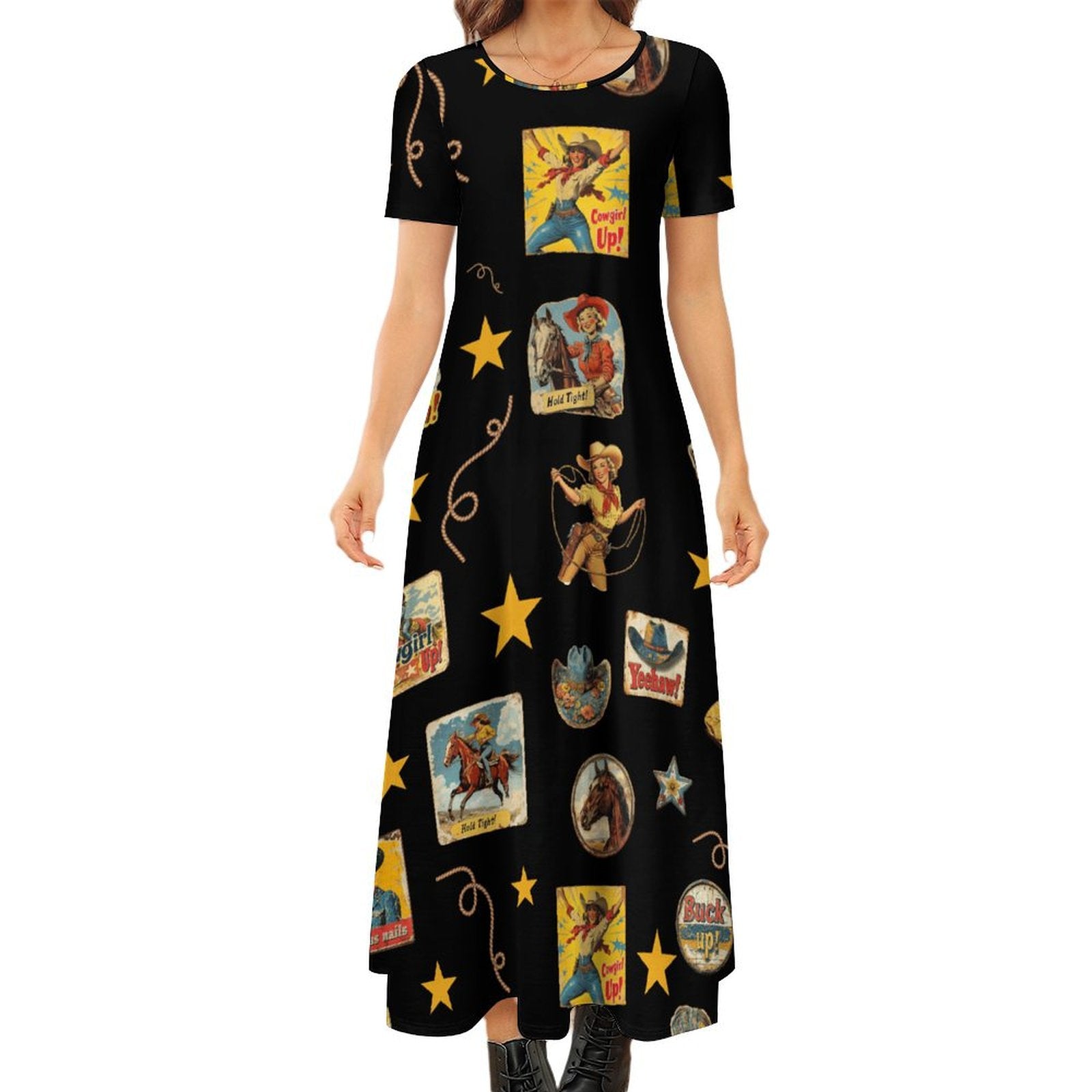 Vintage Cowgirl Collage Western Dress – The Whistling Dixes