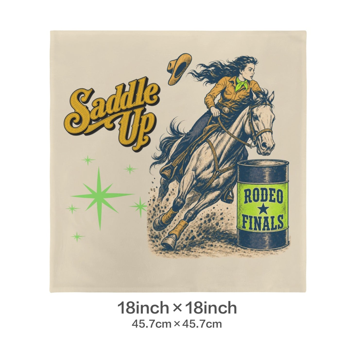 Baha Ranch Velvety Soft The Last Roundup Barrel Racer Throw Pillow Cover Made in America Custom Pillow Case 18x18inch | Ships from USA