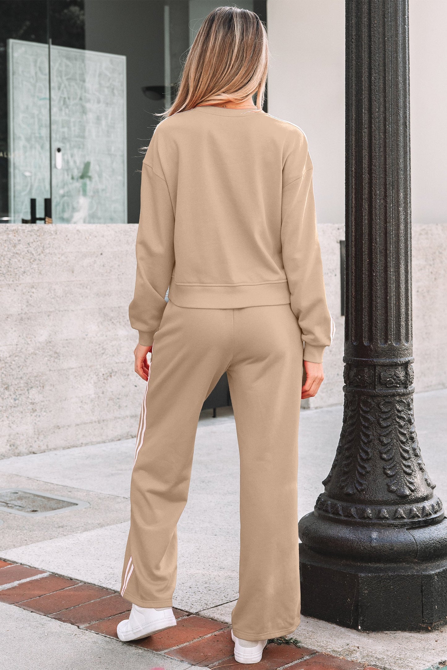 Varsity Stripe Detail Crewneck and Sweatpants Set
