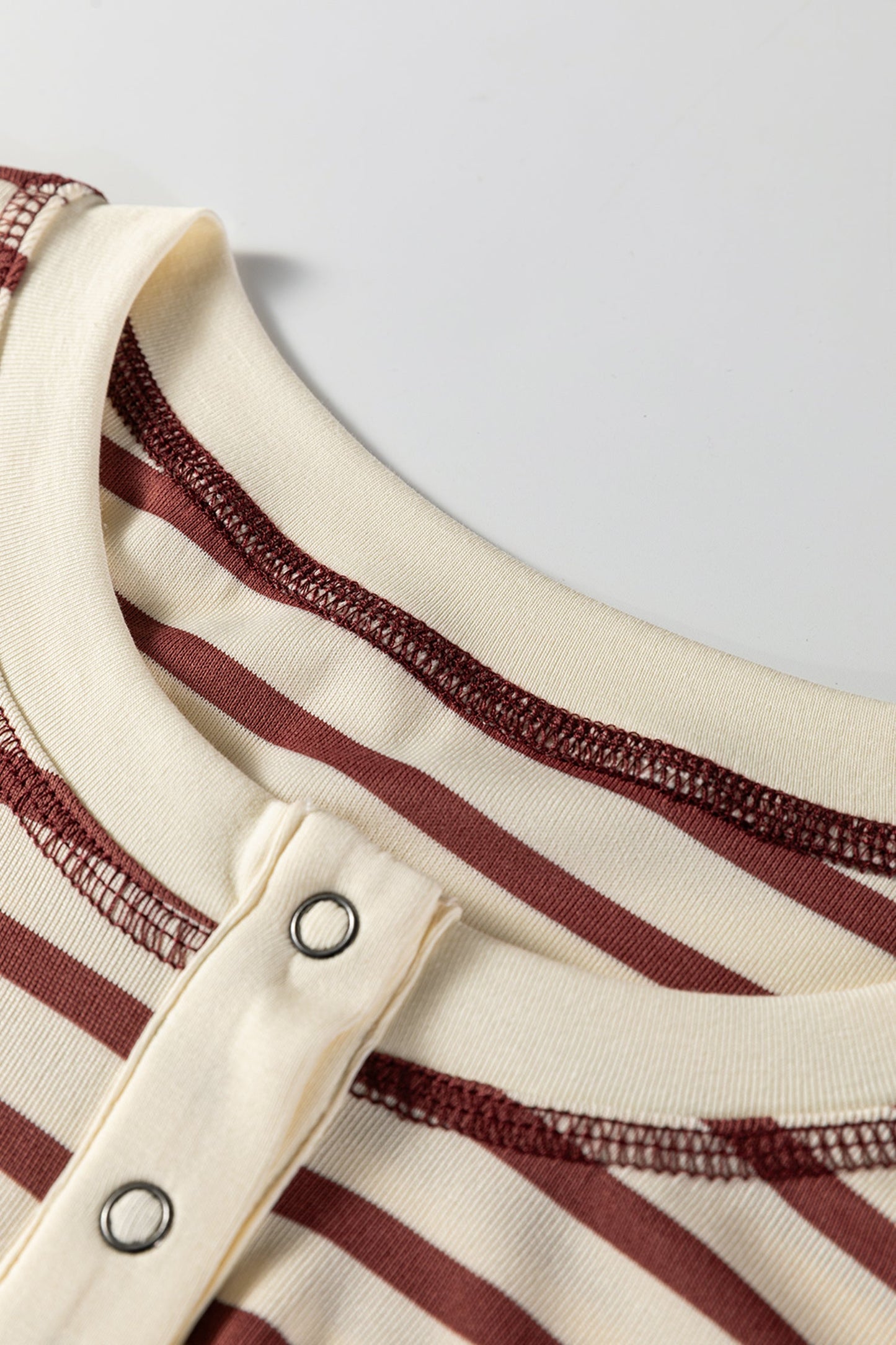 Stripe Half Buttoned Short Sleeve Top