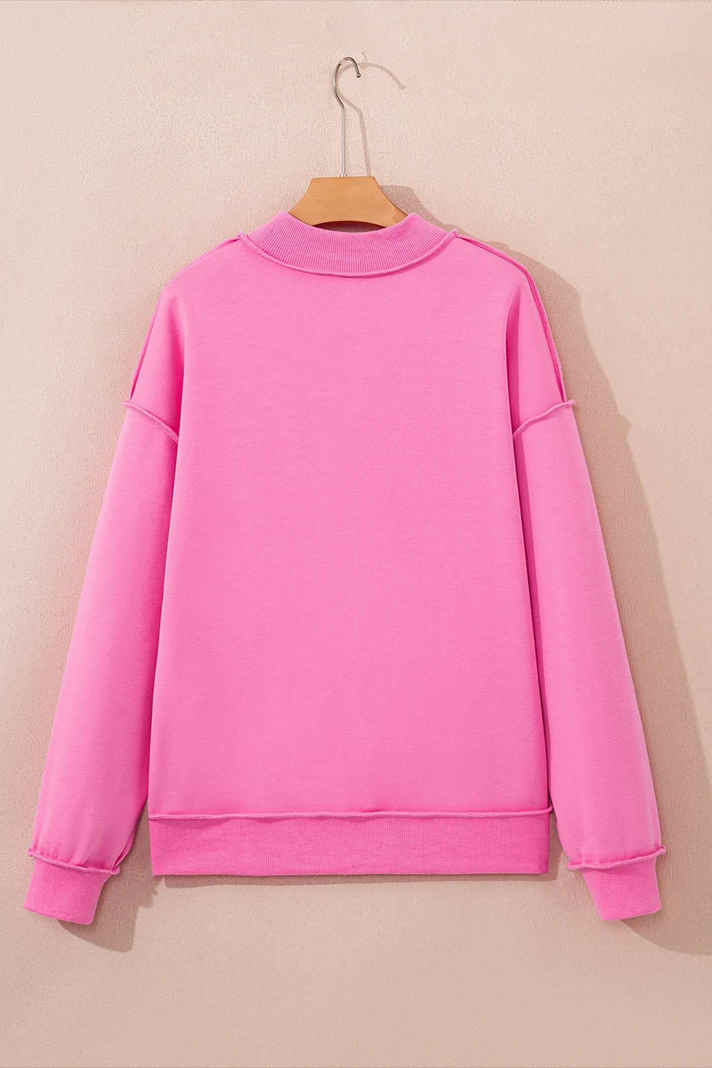 Solid Mock Neck Drop Shoulder Oversize Sweatshirt