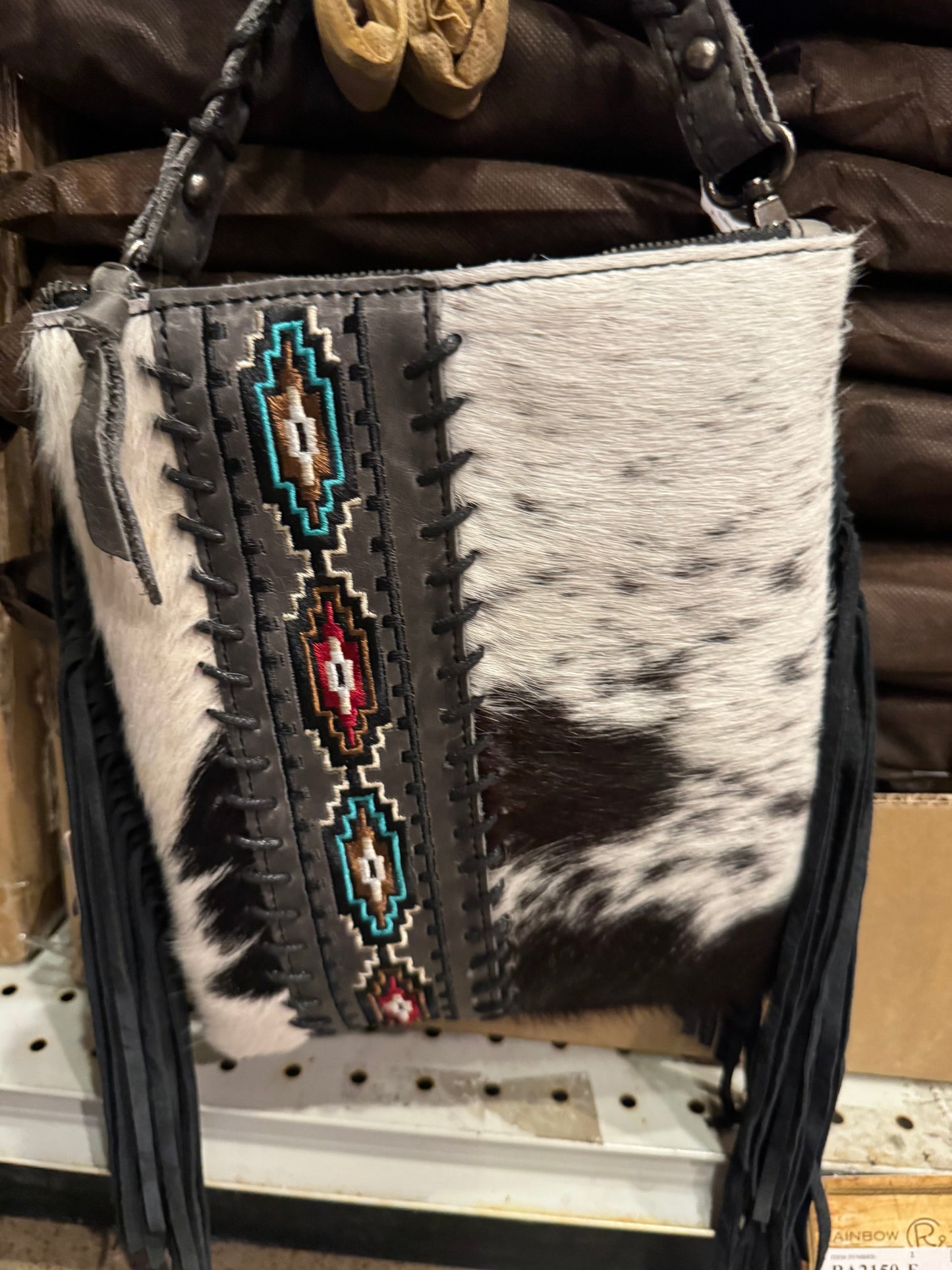 BA2150 Aztec Fringe Crossbody Purse