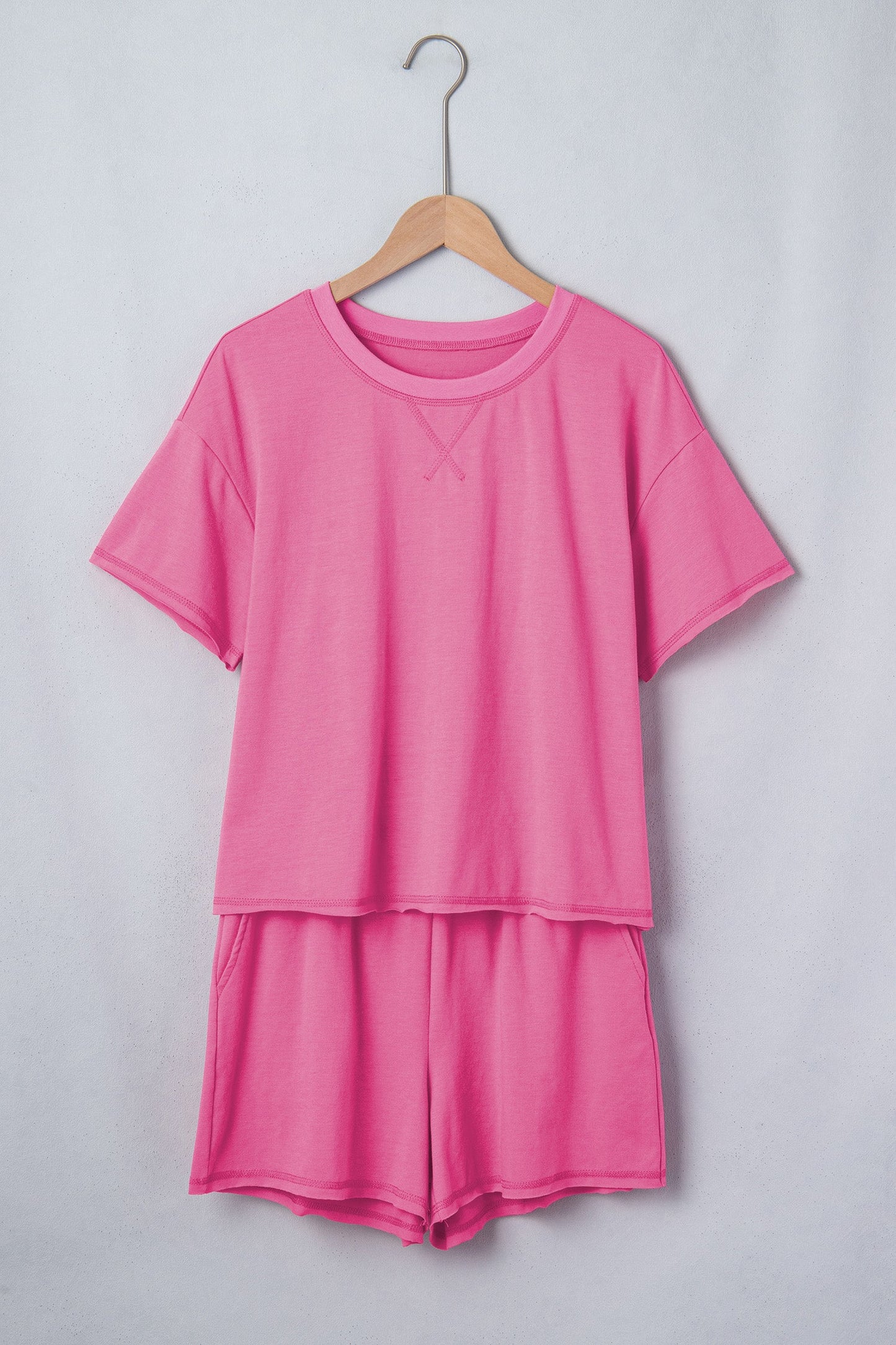Solid Tee & Stipe Waistband Short Set