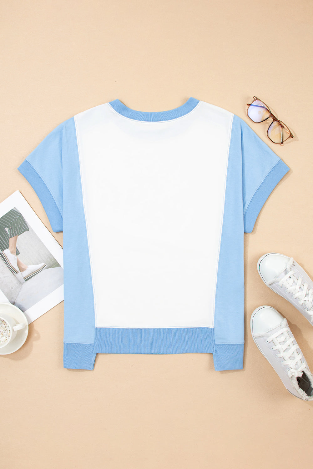 Colorblock Exposed Seam Crew-Neck T-Shirt