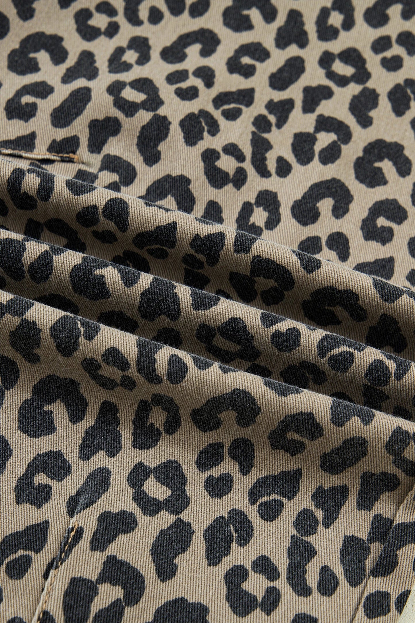 Leopard Drawstring Elastic Waist Loose Denim Pants