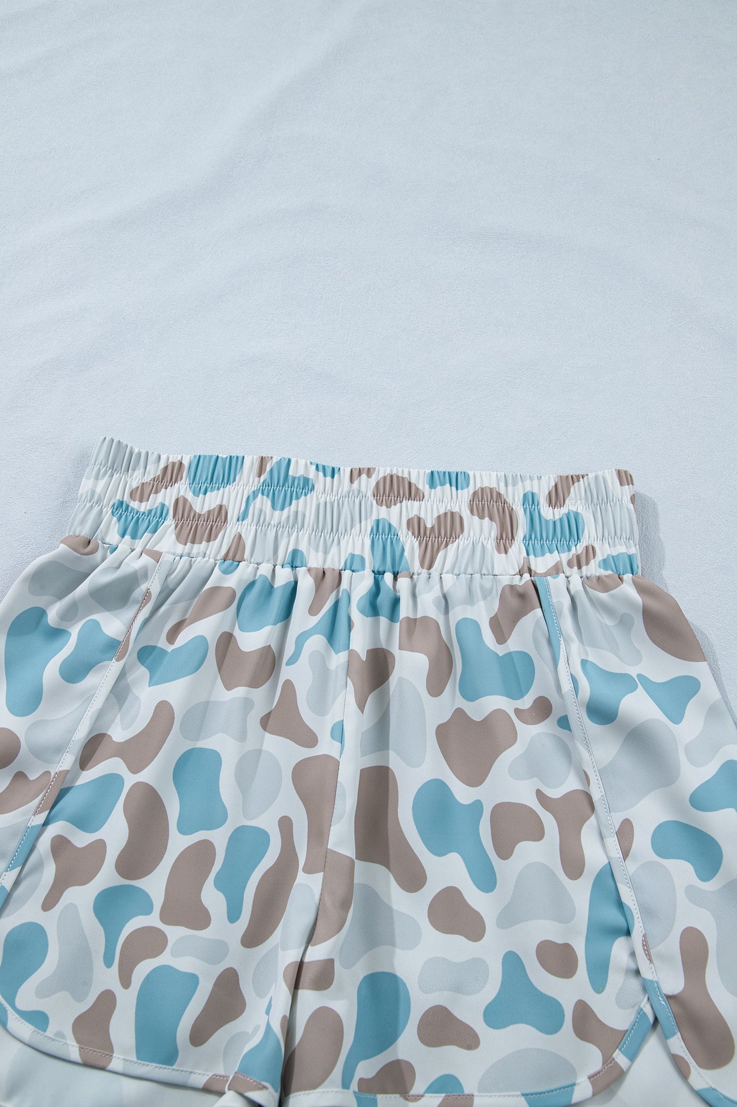 Camo Shirred High Waist Athleisure Shorts