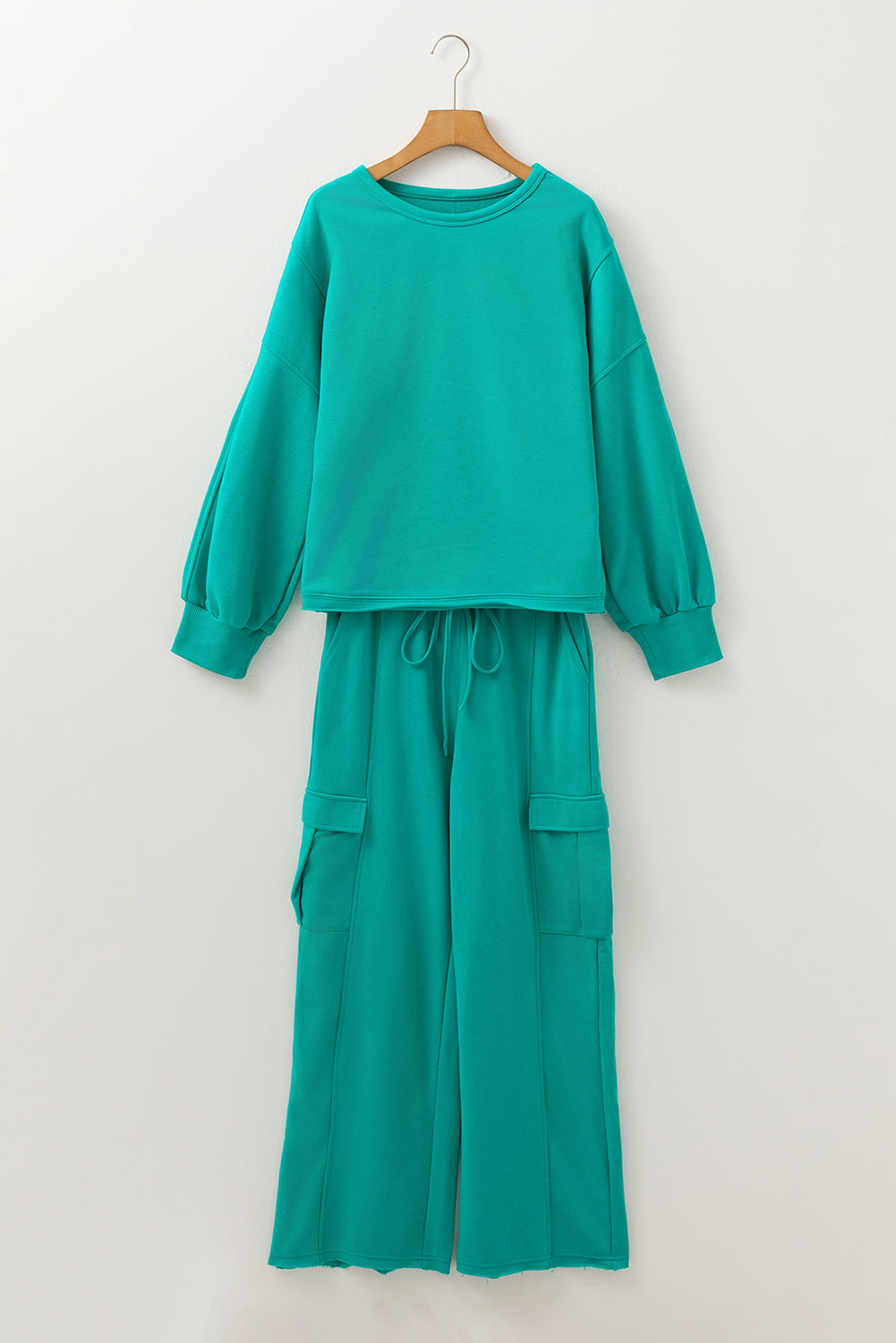 Solid Patchwork Top and Pants Set