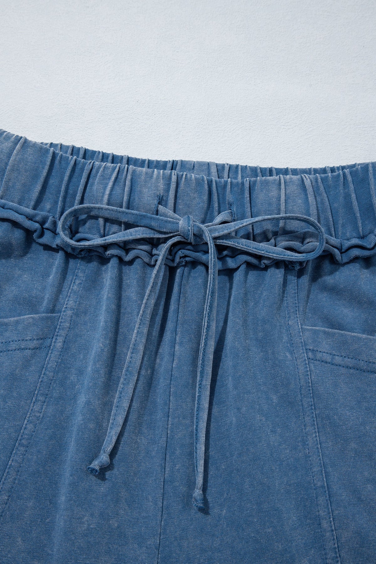 Mineral Wash Seam Detail Flared Drawstring Pants