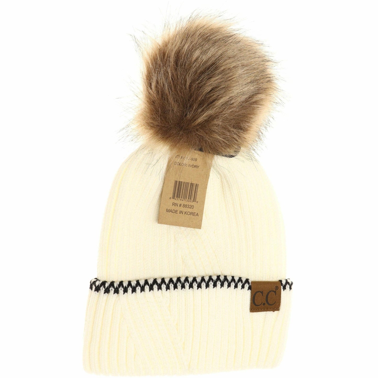 Ribbed Knit Beanie with Accented Cuff YJ920