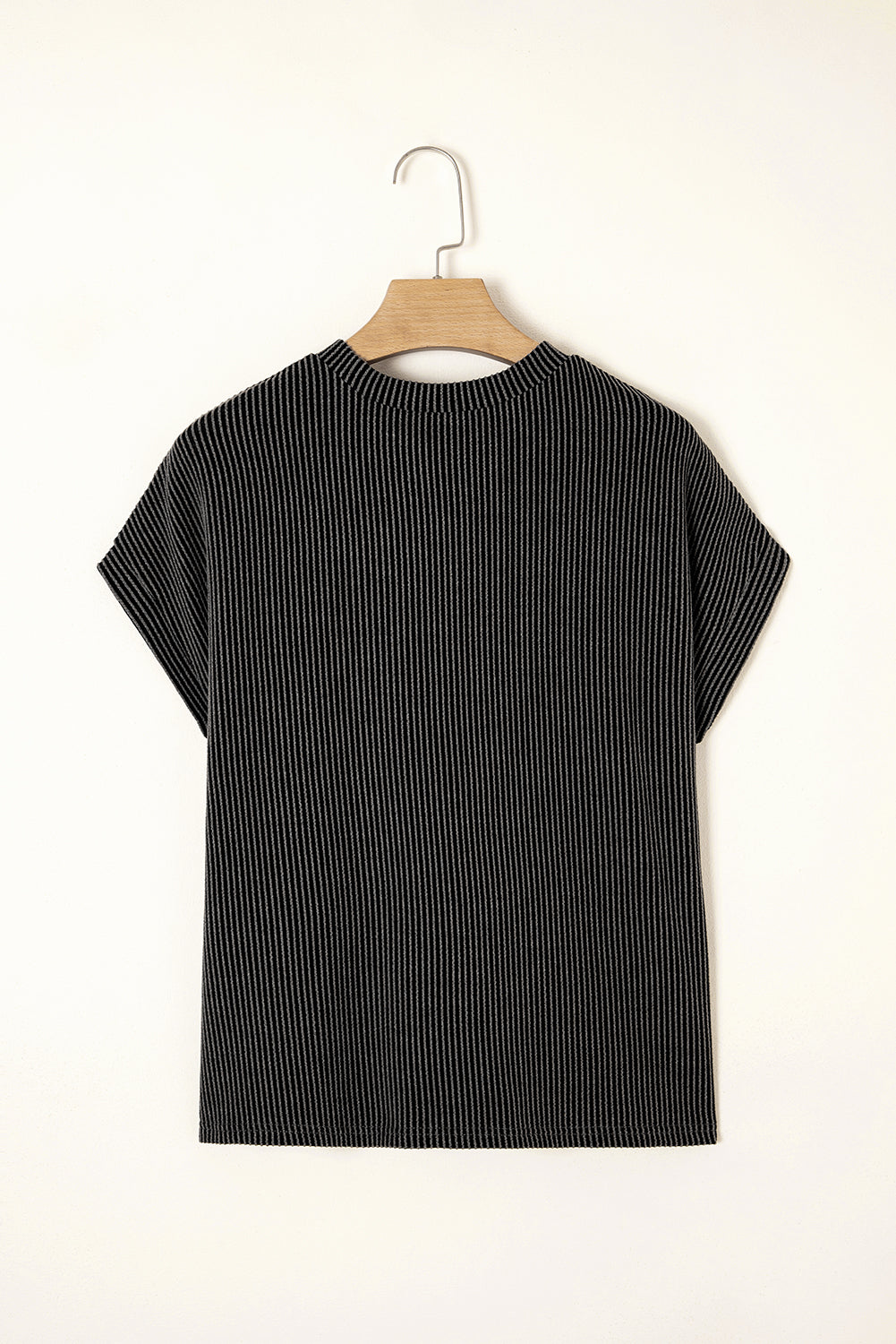 Corded Knit Colorblock Pocketed Crew Neck T-Shirt
