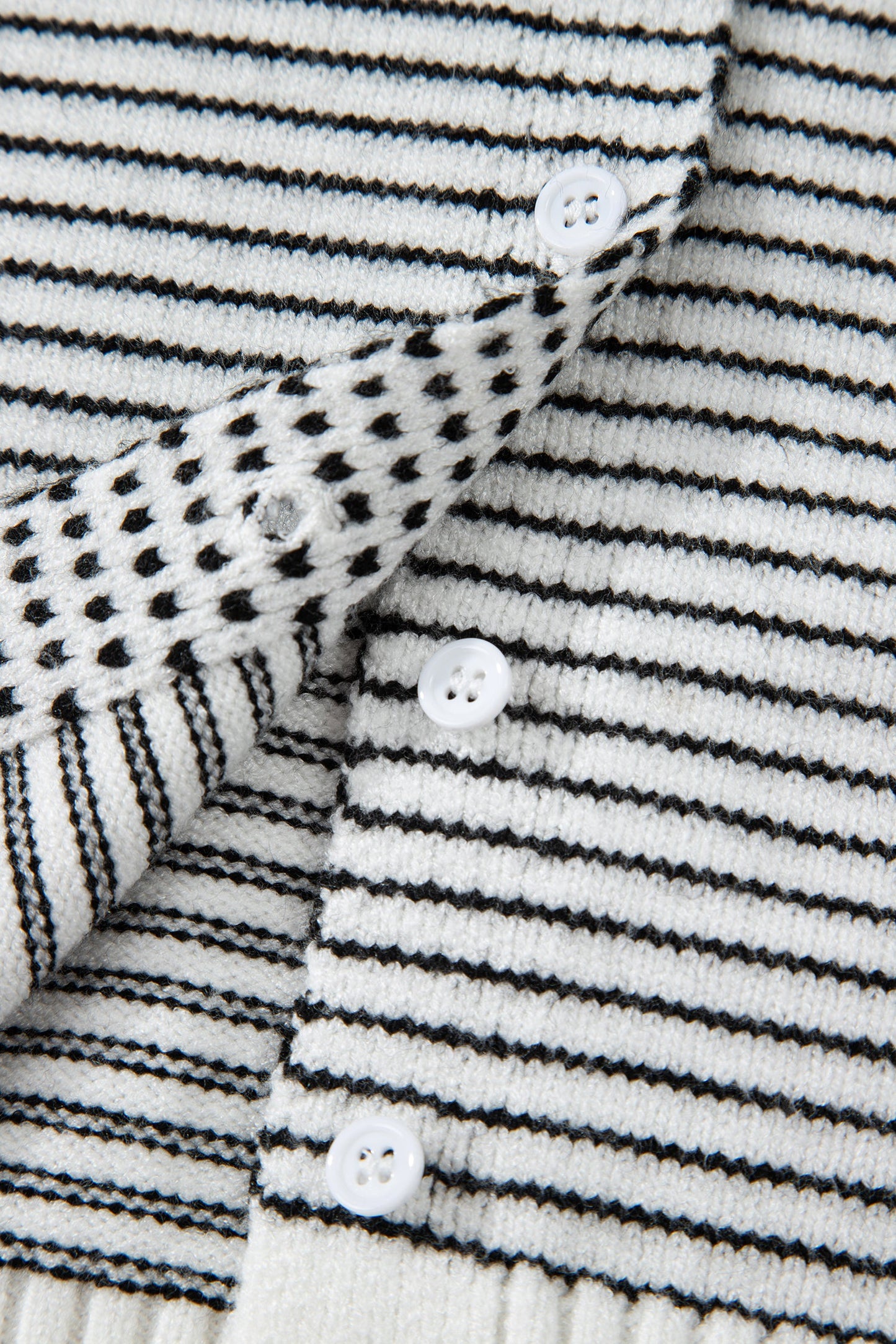 Stripe Contrast Trim Cap Sleeve Button-Up Cardigan