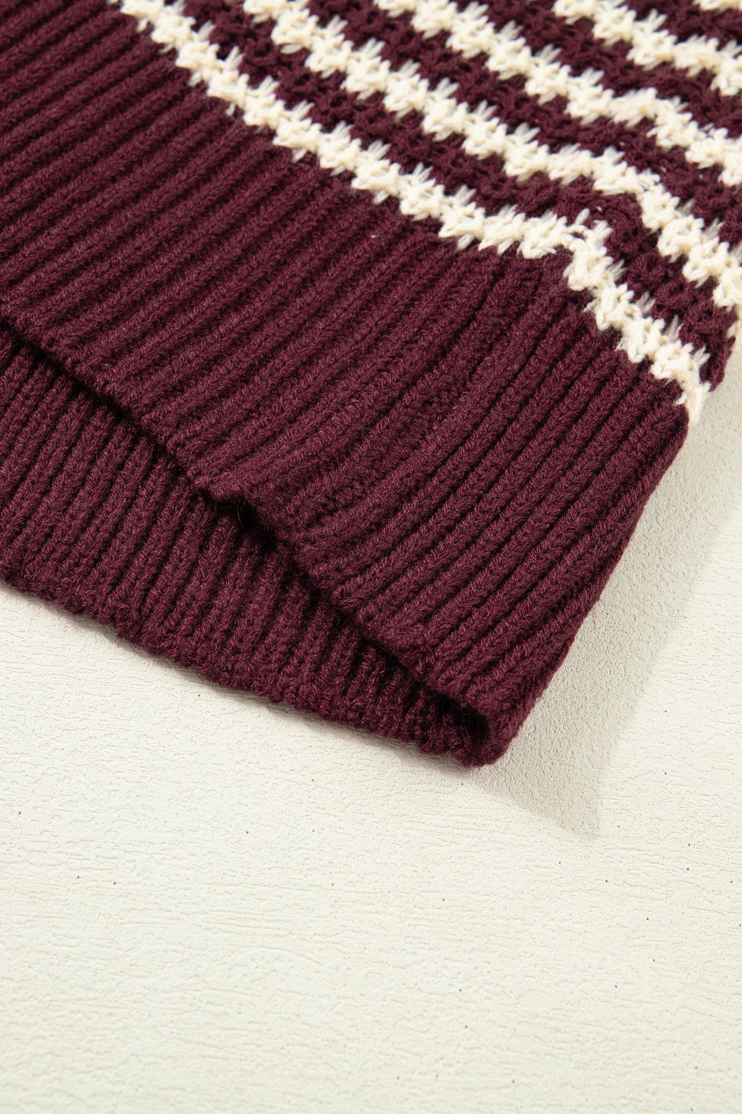 Stripe Draped 3/4 Sleeve Slouchy Sweater