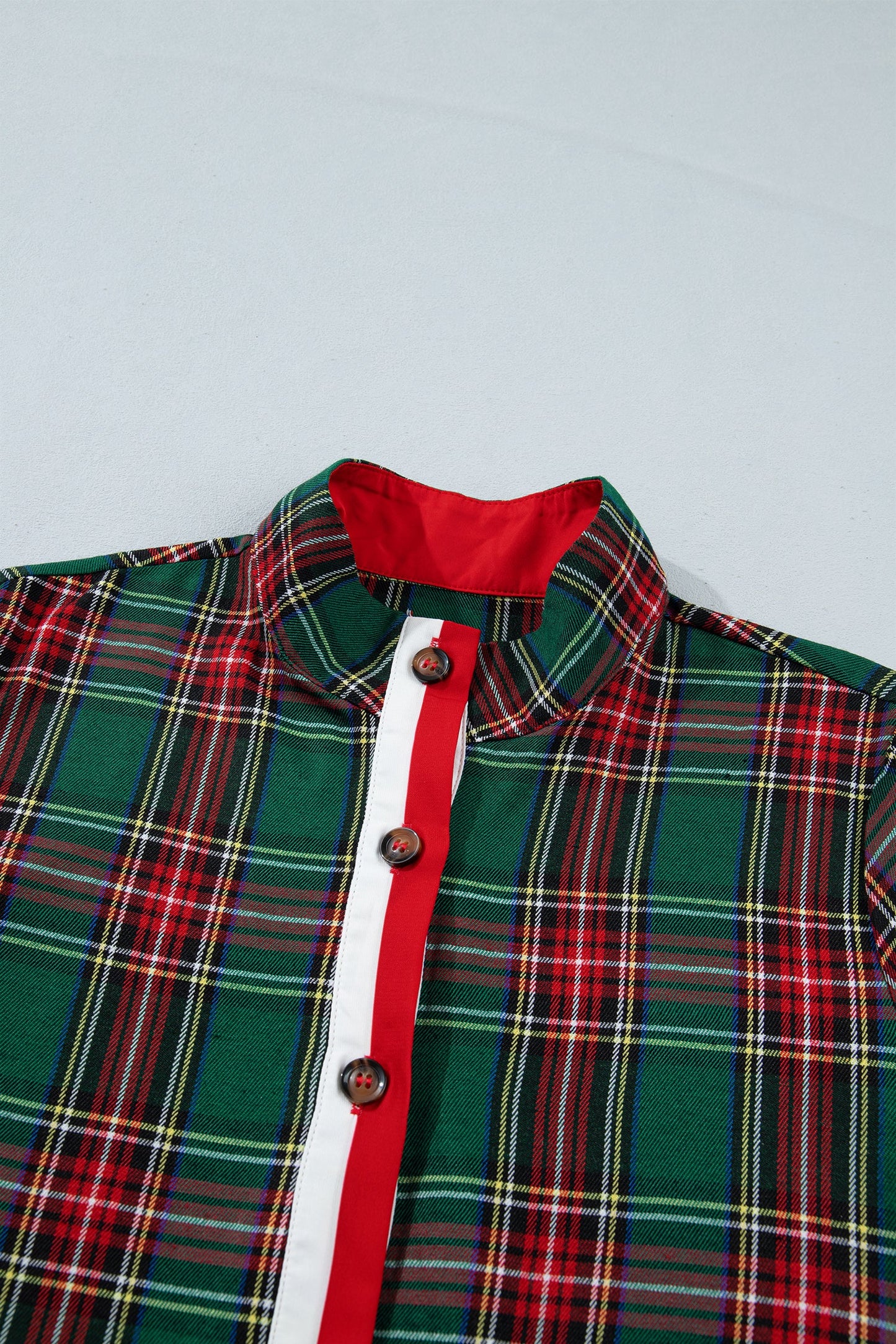 Plaid Buttoned Short Sleeve Dress w/ Pockets