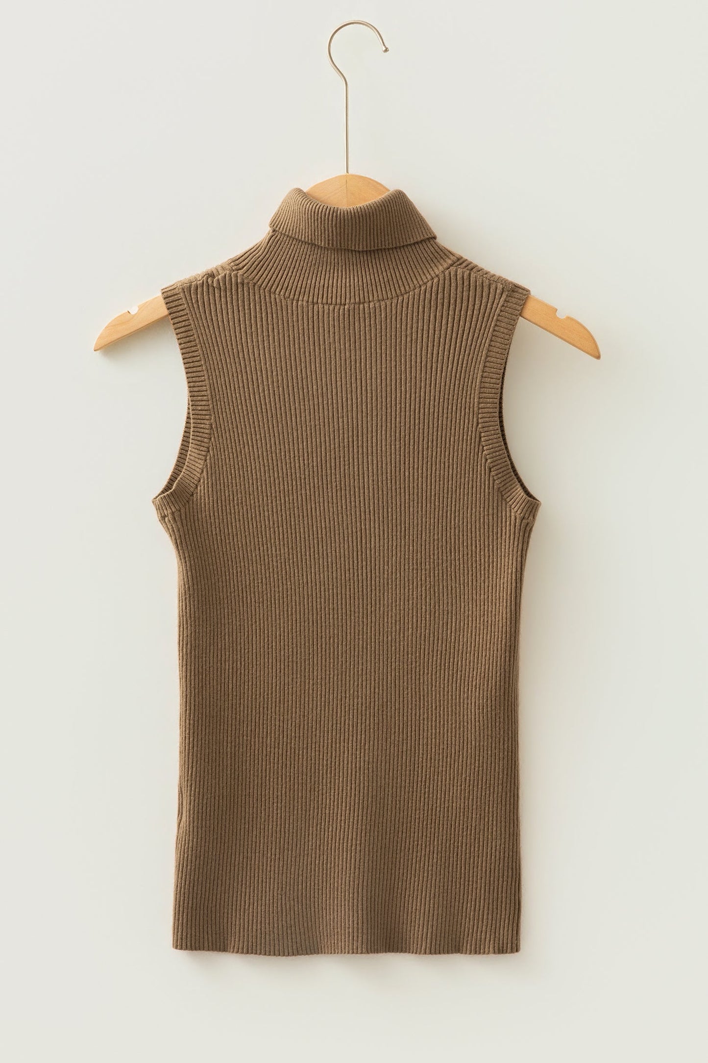 Western Ribbed High Neck Sleeveless Knit Top