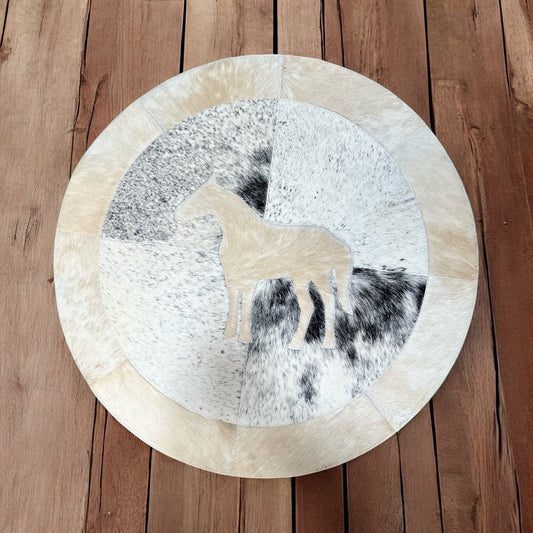 Horse cowhide patchwork rug 3x3’
