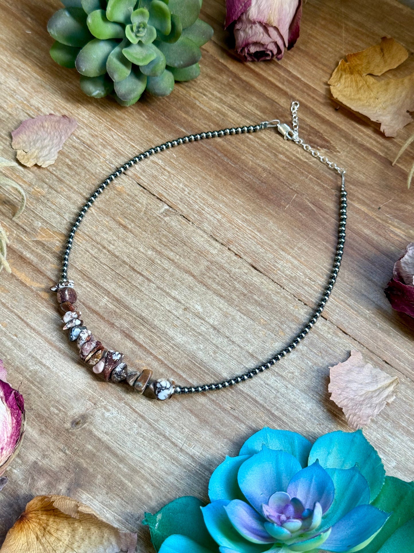 14” Wild Horse Choker – Sterling Silver Pearls