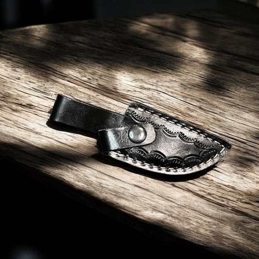Black tooled leather sheath