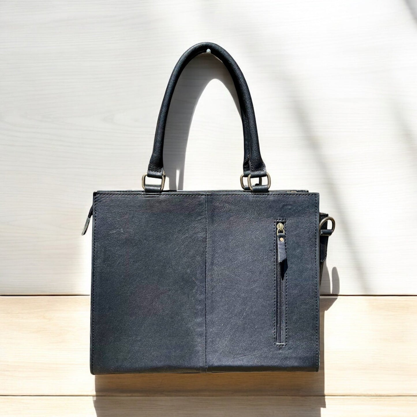 Black cowhide & tooled leather Crossbody purse
