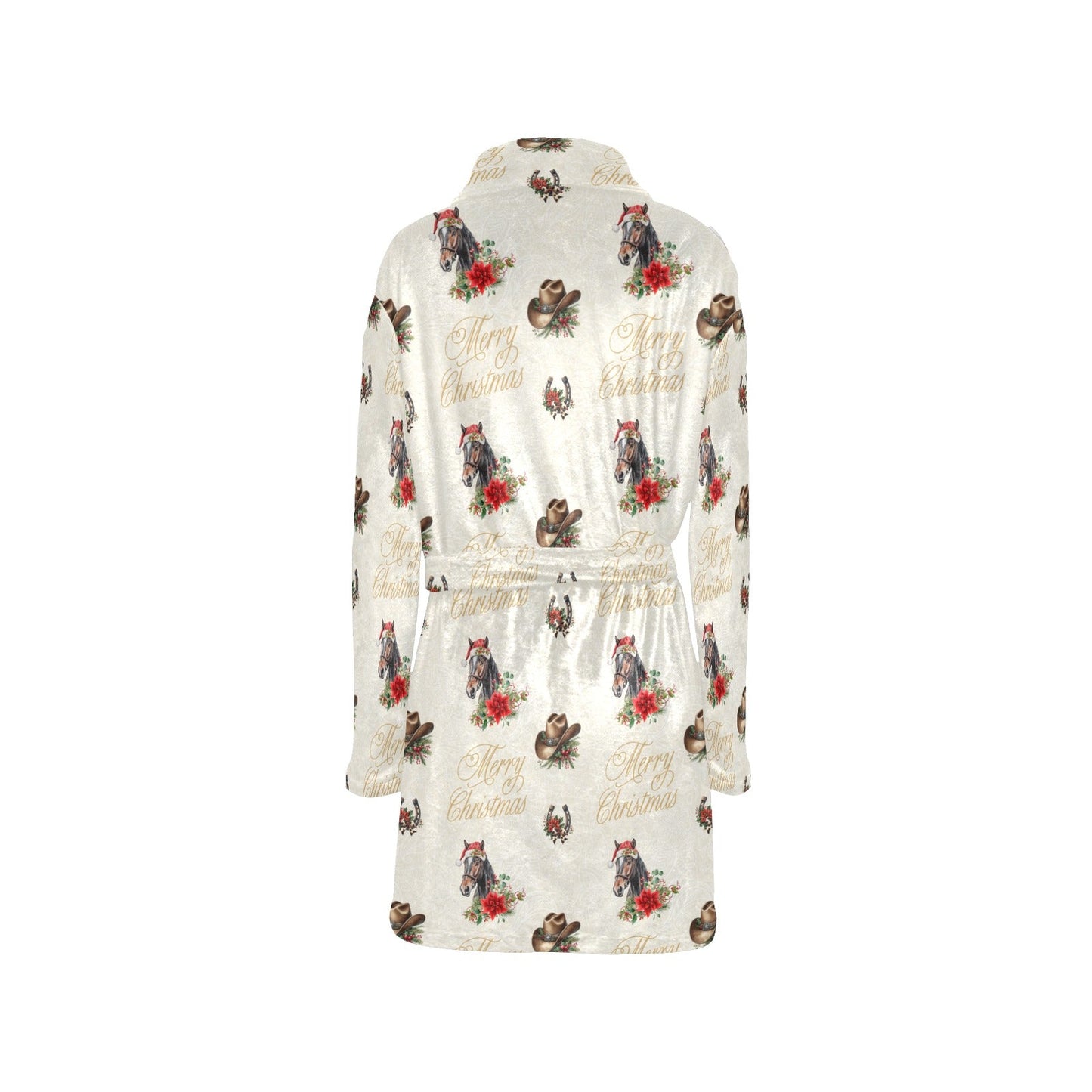 Christmas Horses Western Fleece Bathrobe