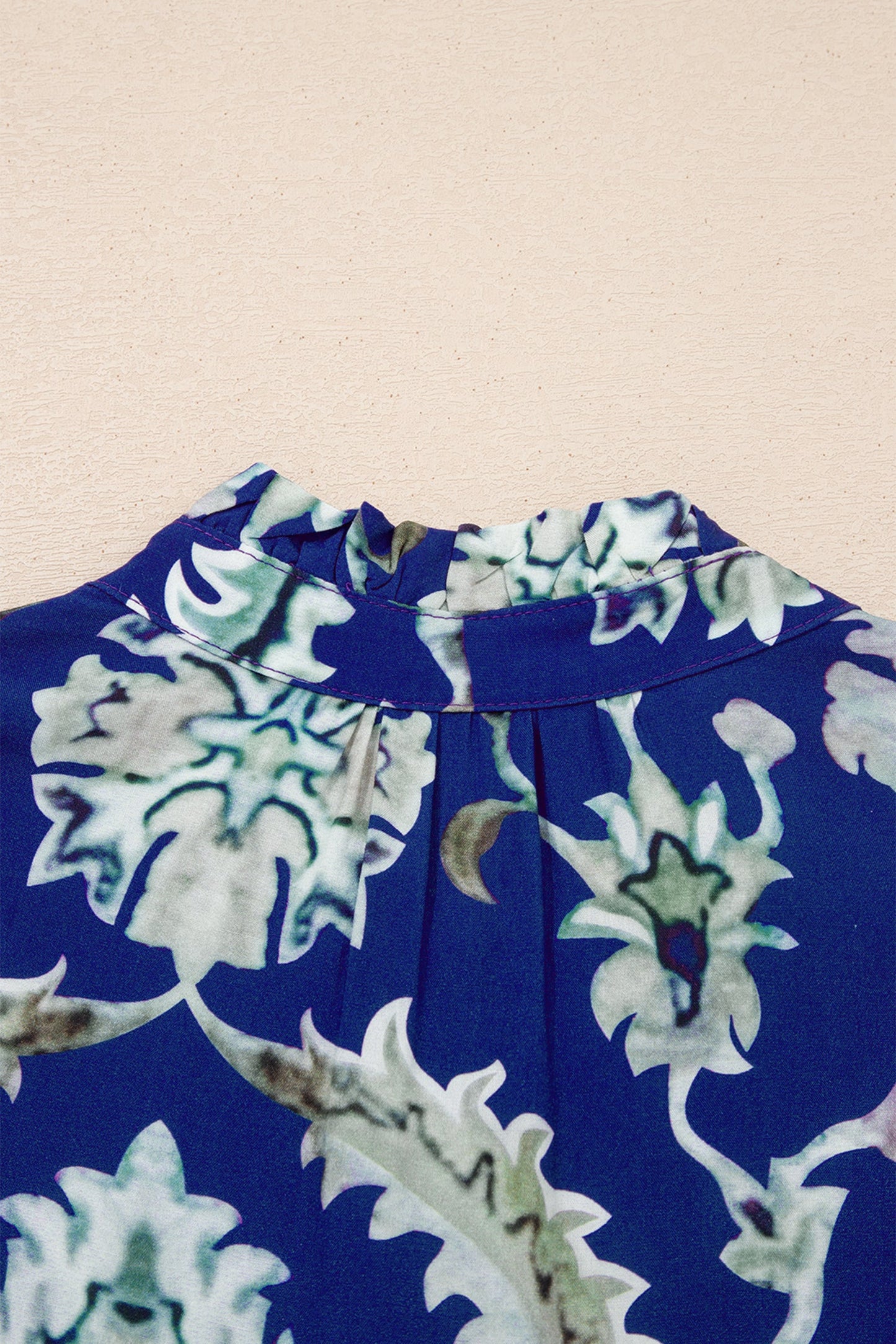 Floral Frilled Collar Puff Sleeve Maxi Dress
