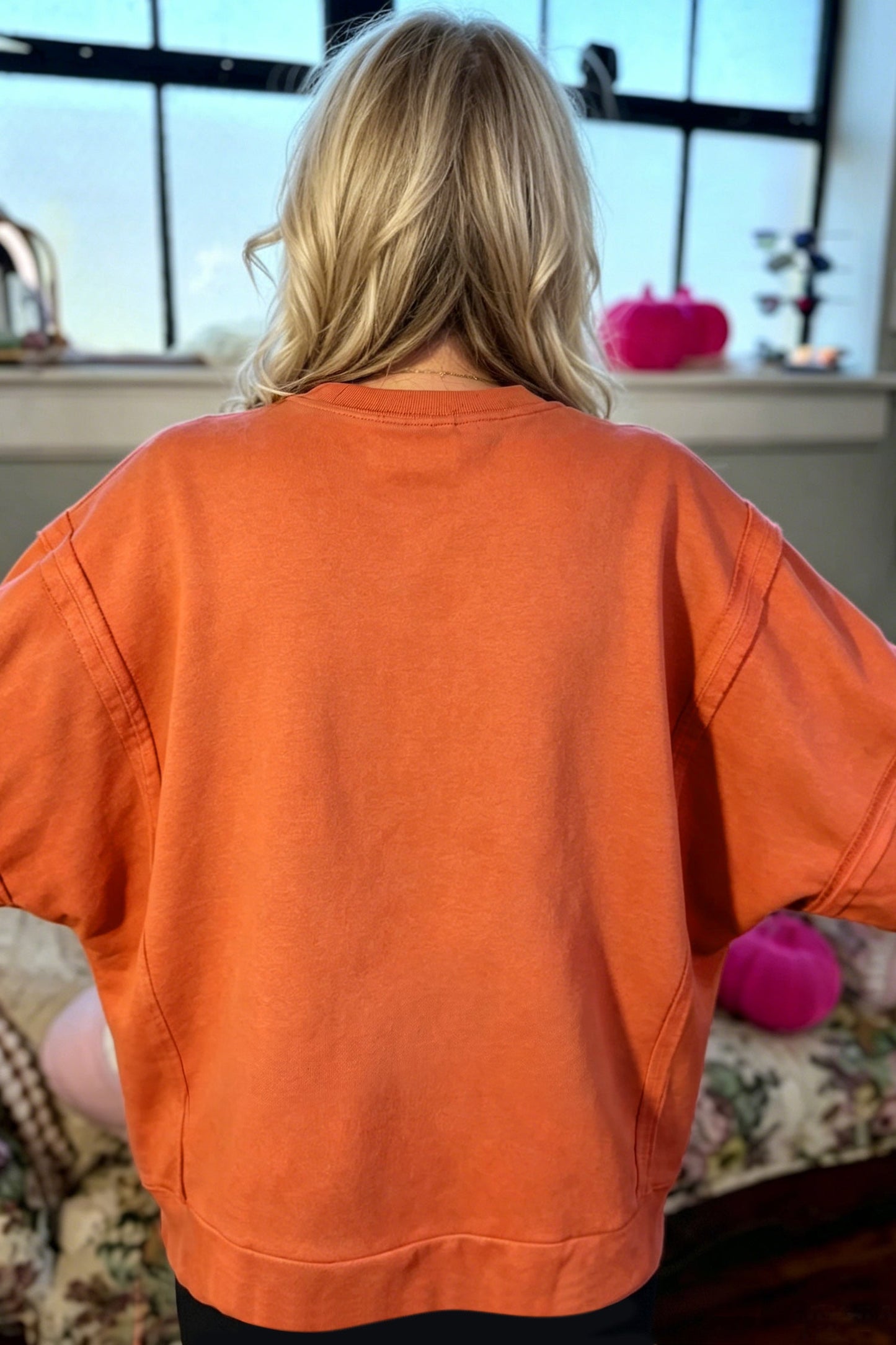 Halloween Witchy Plaid Patchwork Exposed Seam Sweatshirt