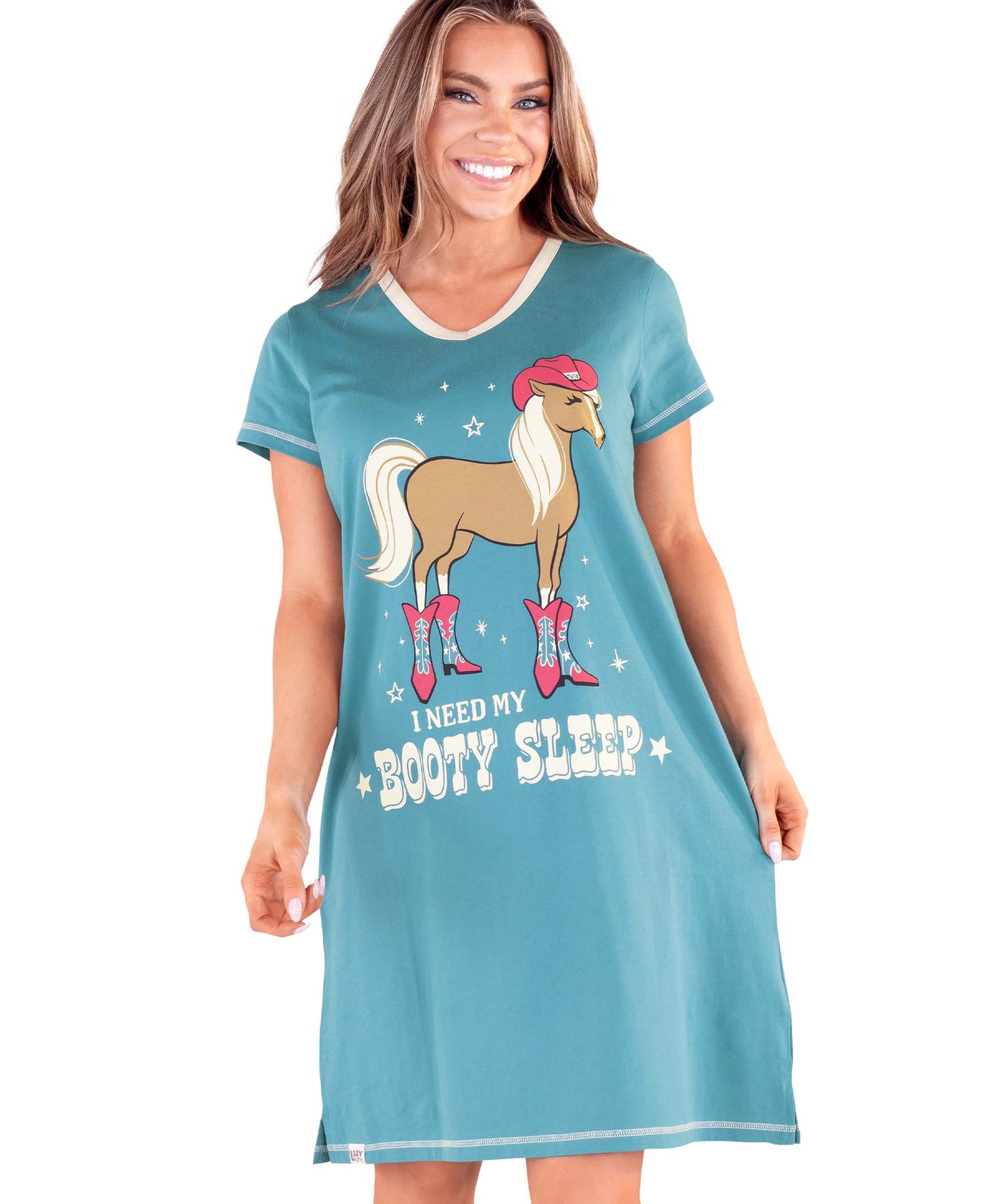 Booty Sleep Blue V-Neck Nightshirt by LAZY One
