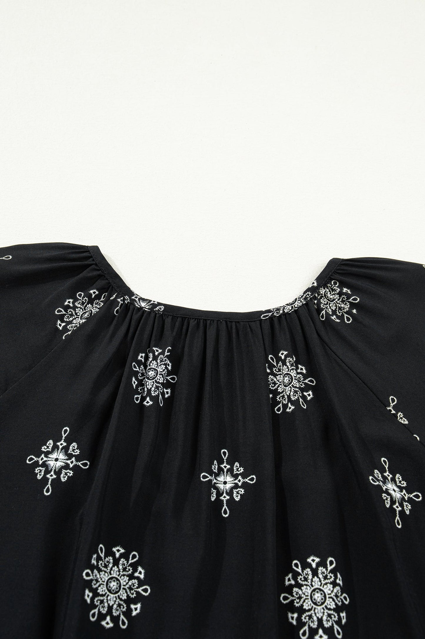 Plus Size Boho Floral Boho Notch V-Neck Top